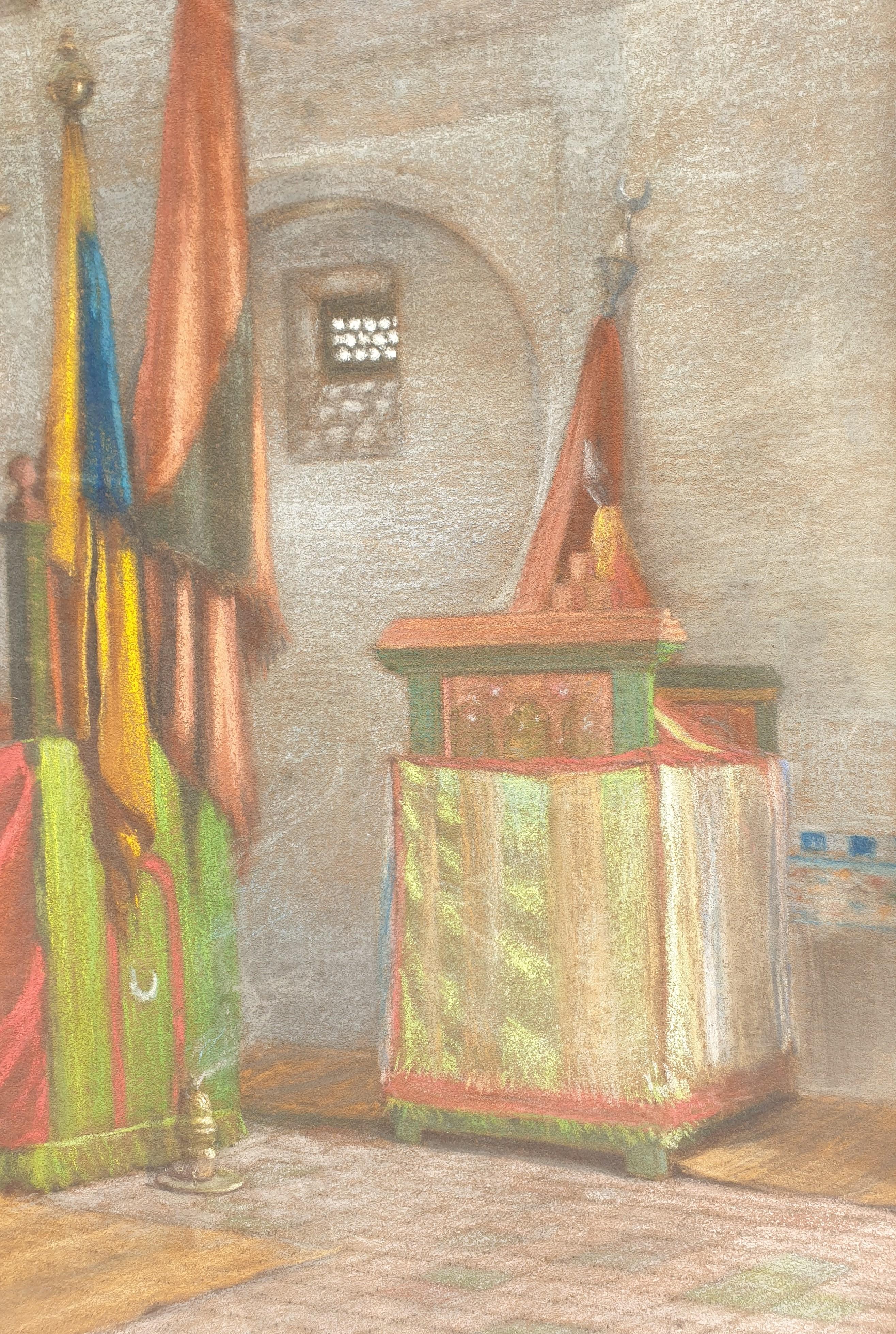 Les tombeaux islamiques orientalistes pastel du sultan Mausoleum, fin du 19e siècle - Marron Interior Art par Unknown