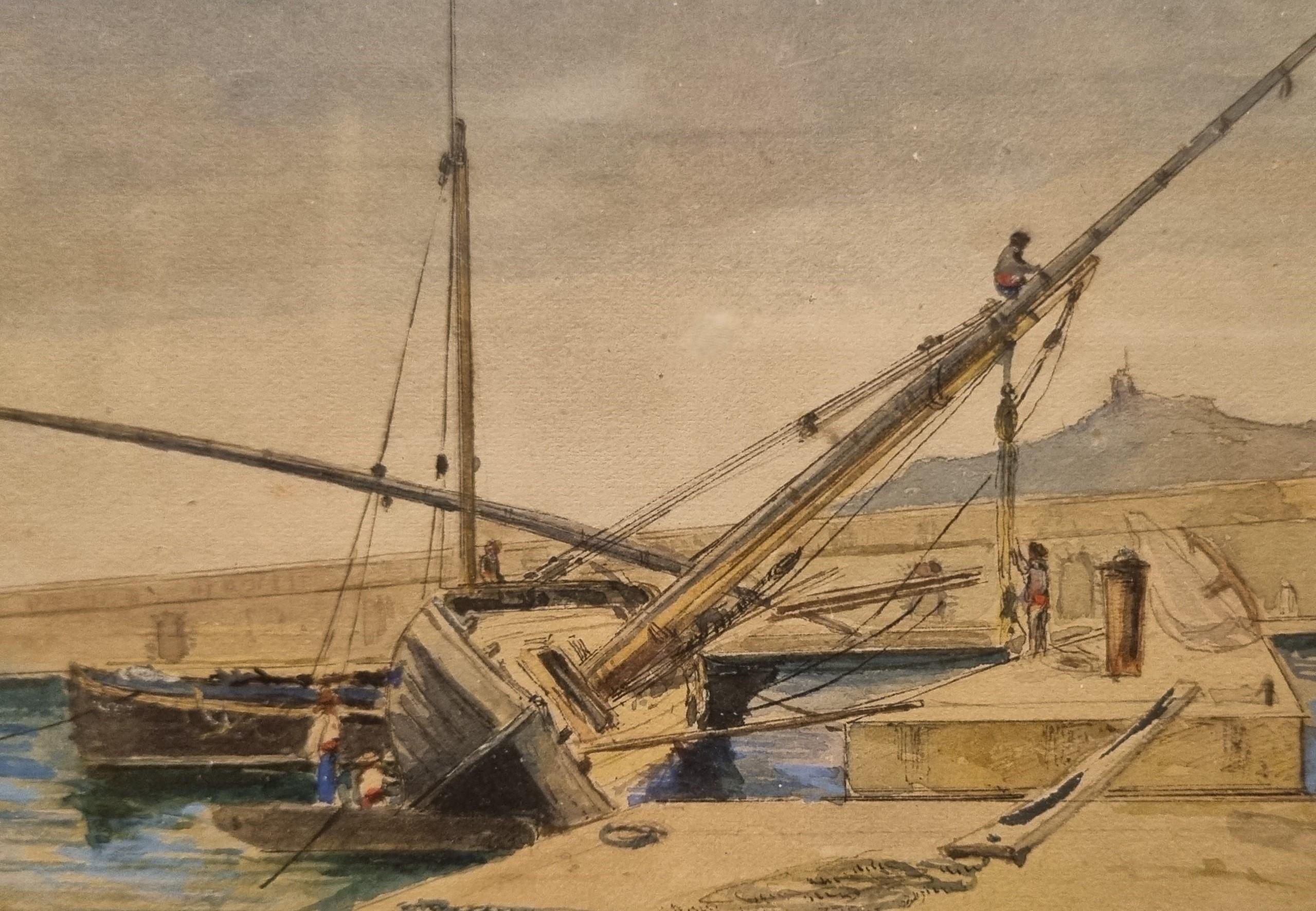 Pierre LETUAIRE Toulon, 1798 - Toulon, 1885 Watercolor 11.5 x 16.5 cm (26 x 30 cm framed) Signed lower right 