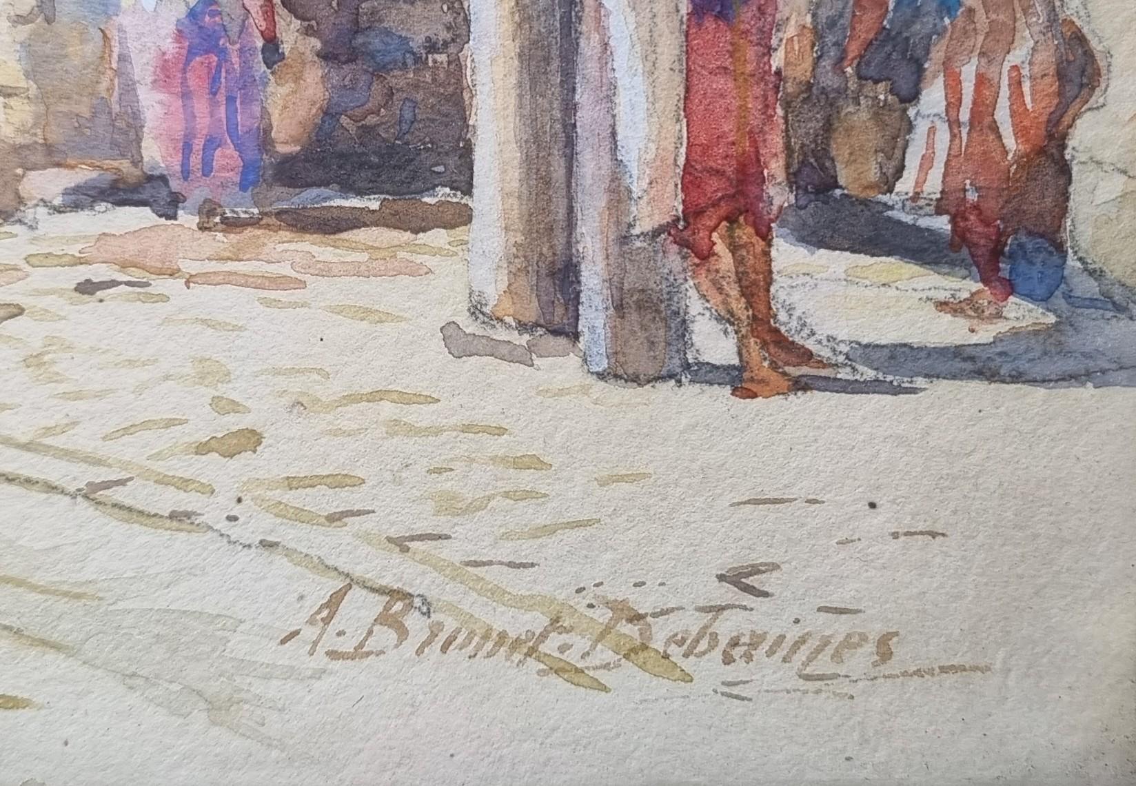 Acquerello Vista Strada Tunisi Realista francese Inizio XX in vendita 4