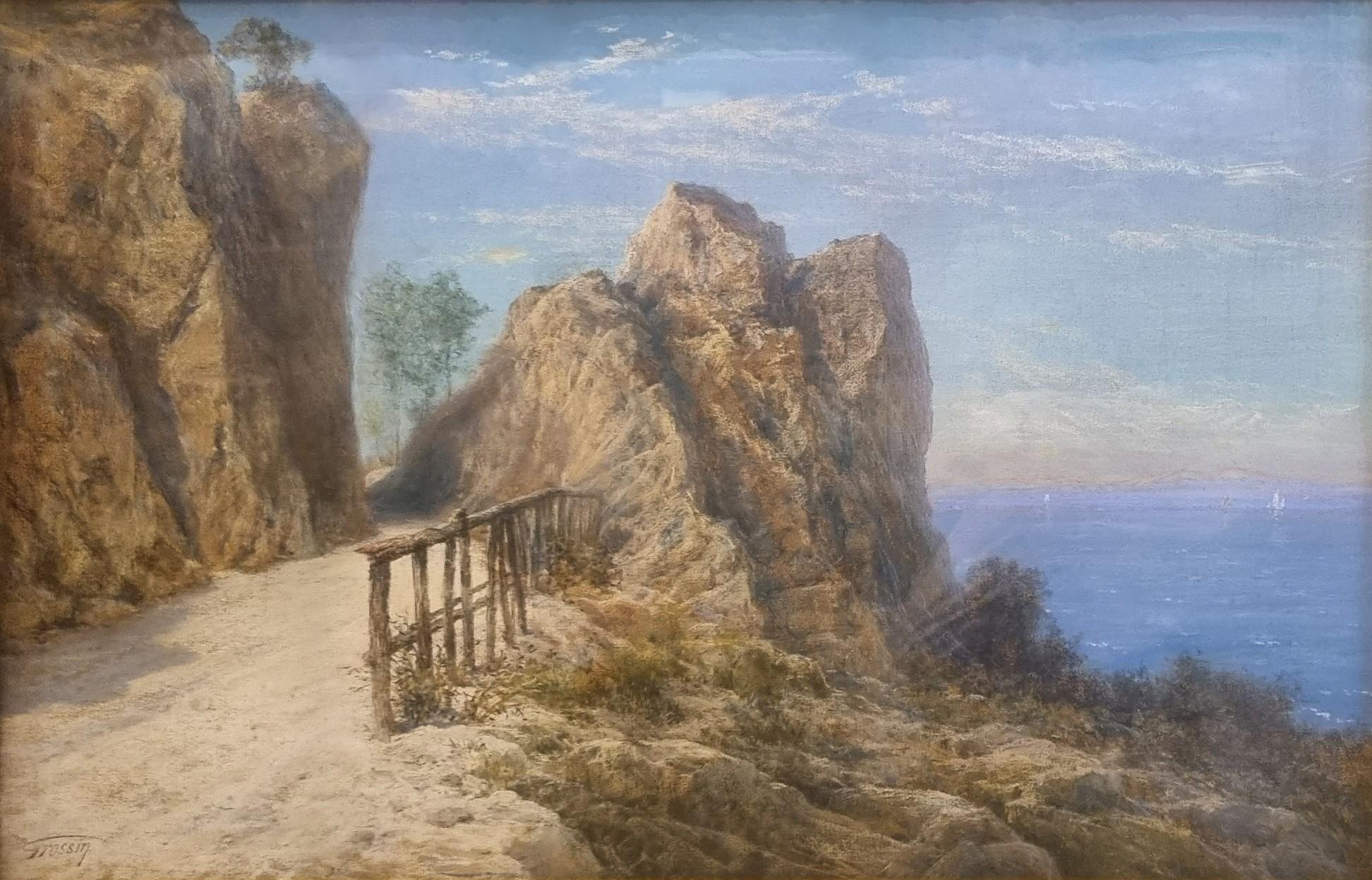 Landscape Art Paul GROSSIN - Pastel français Paysage Bretagne Finistère GROSSIN Salon Fin 19ème