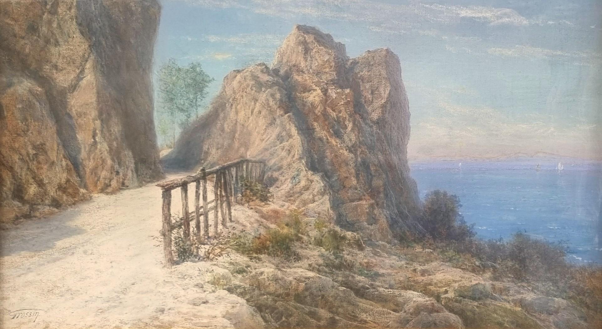 Pastel français Paysage Bretagne Finistère GROSSIN Salon Fin 19ème - Symbolisme Art par Paul GROSSIN