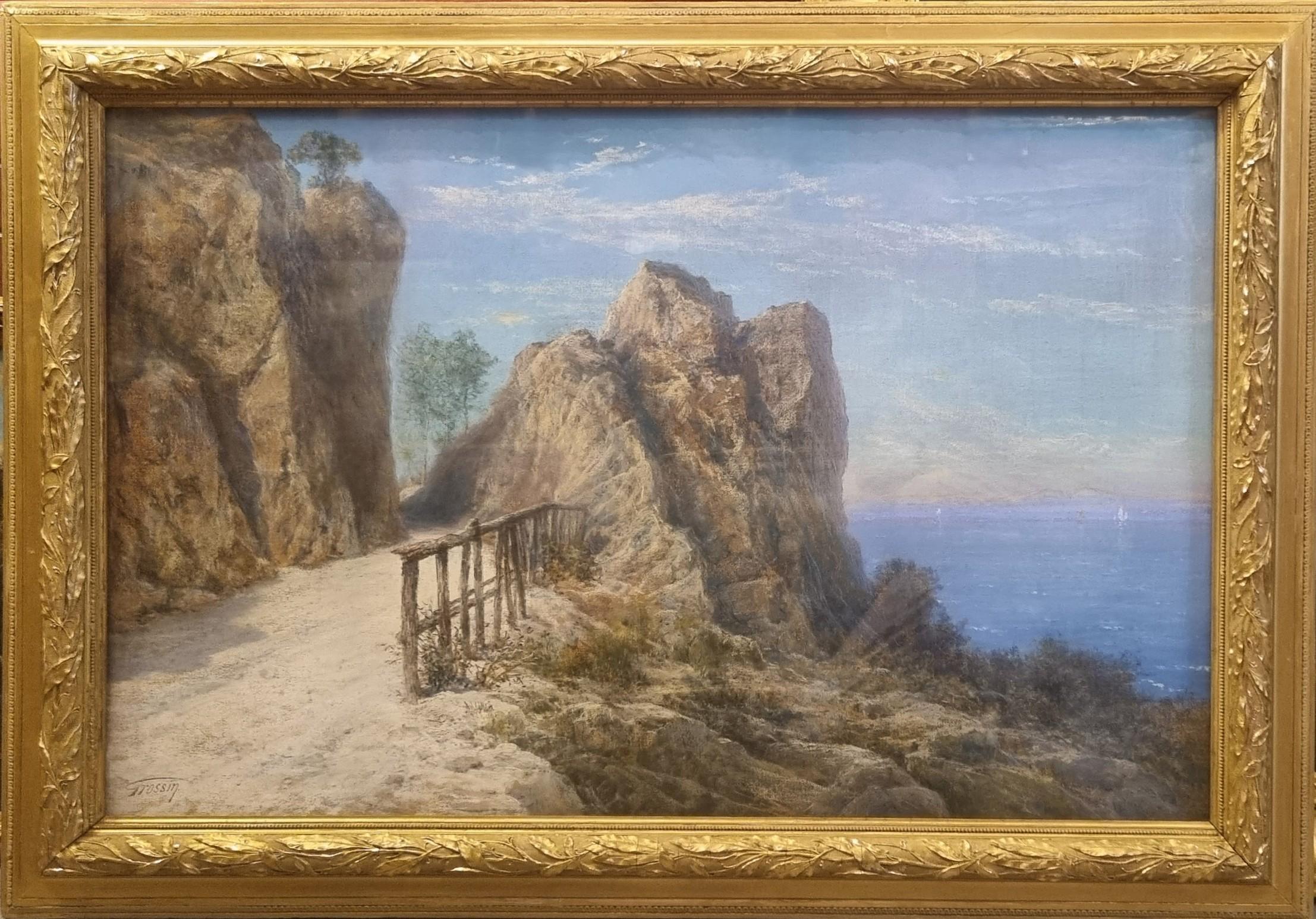 Pastel français Paysage Bretagne Finistère GROSSIN Salon Fin 19ème en vente 3