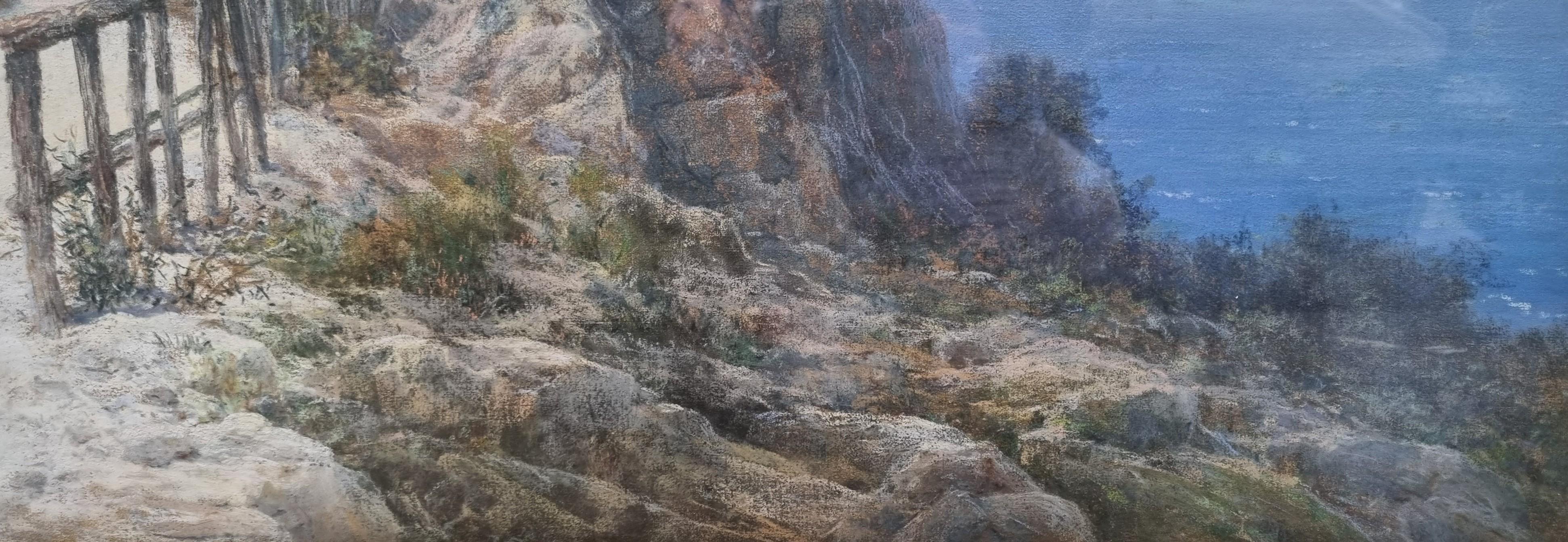 Pastel français Paysage Bretagne Finistère GROSSIN Salon Fin 19ème - Art de Paul GROSSIN