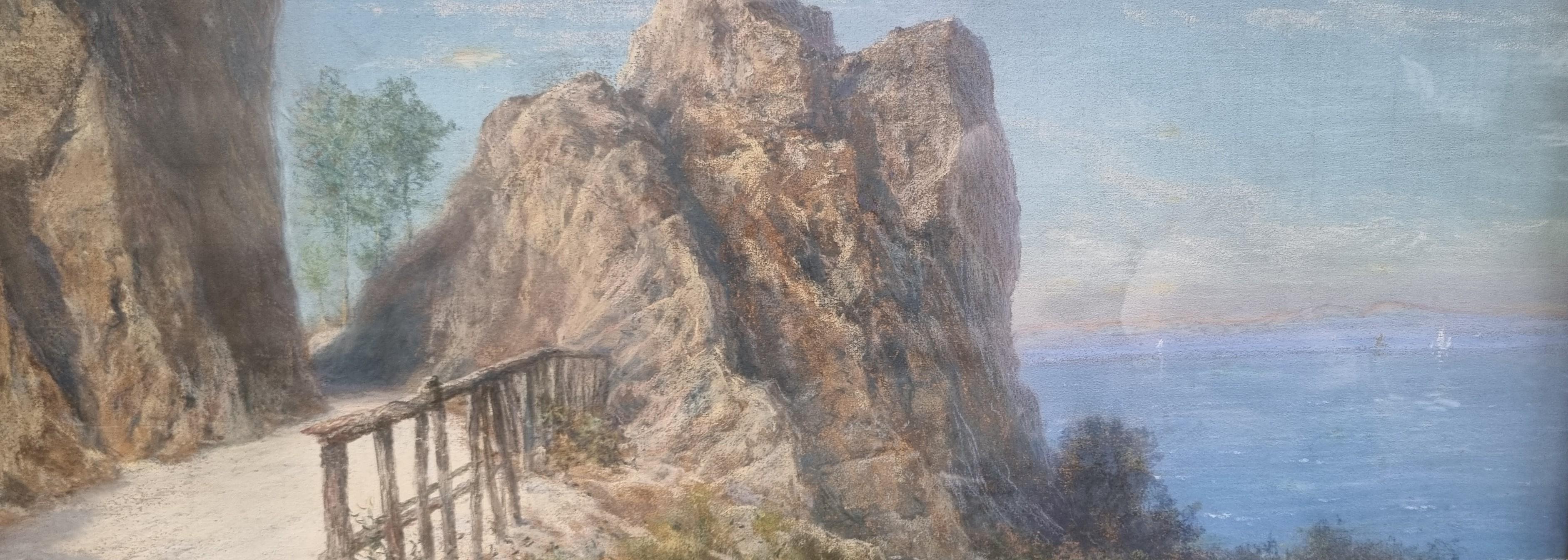 Paul GROSSIN
Gambais (Seine-et-Oise), 1857 - 1912
Rochers près de la Pointe de Primel-Trégastel (Finistère)
Pastel sur toile
65 cm x 100 cm (91 x 116 cm avec cadre)
Signé en bas à gauche 