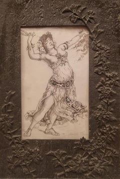 Drawing Graphite THURIET Art nouveau Samson Delilah French 20th