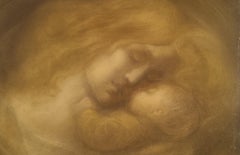 Pastel Maternity Mother and Child Circle of Eugène Carrière End 19th