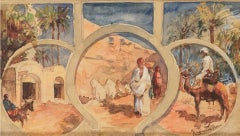 Italian Painter Orientalist Painting GUASTALLA Architecture Horsemen 19th