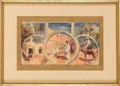 Italian Painter Orientalist Painting GUASTALLA Architecture Horsemen 19th