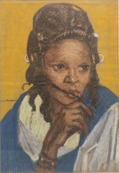 Porträt Afrikanische Frau Tribut Mauretanien Französisch Pastell 20.