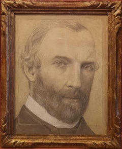 Dibujo Trois crayons Retrato a la tiza Capellán y abolicionista estadounidense XIX
