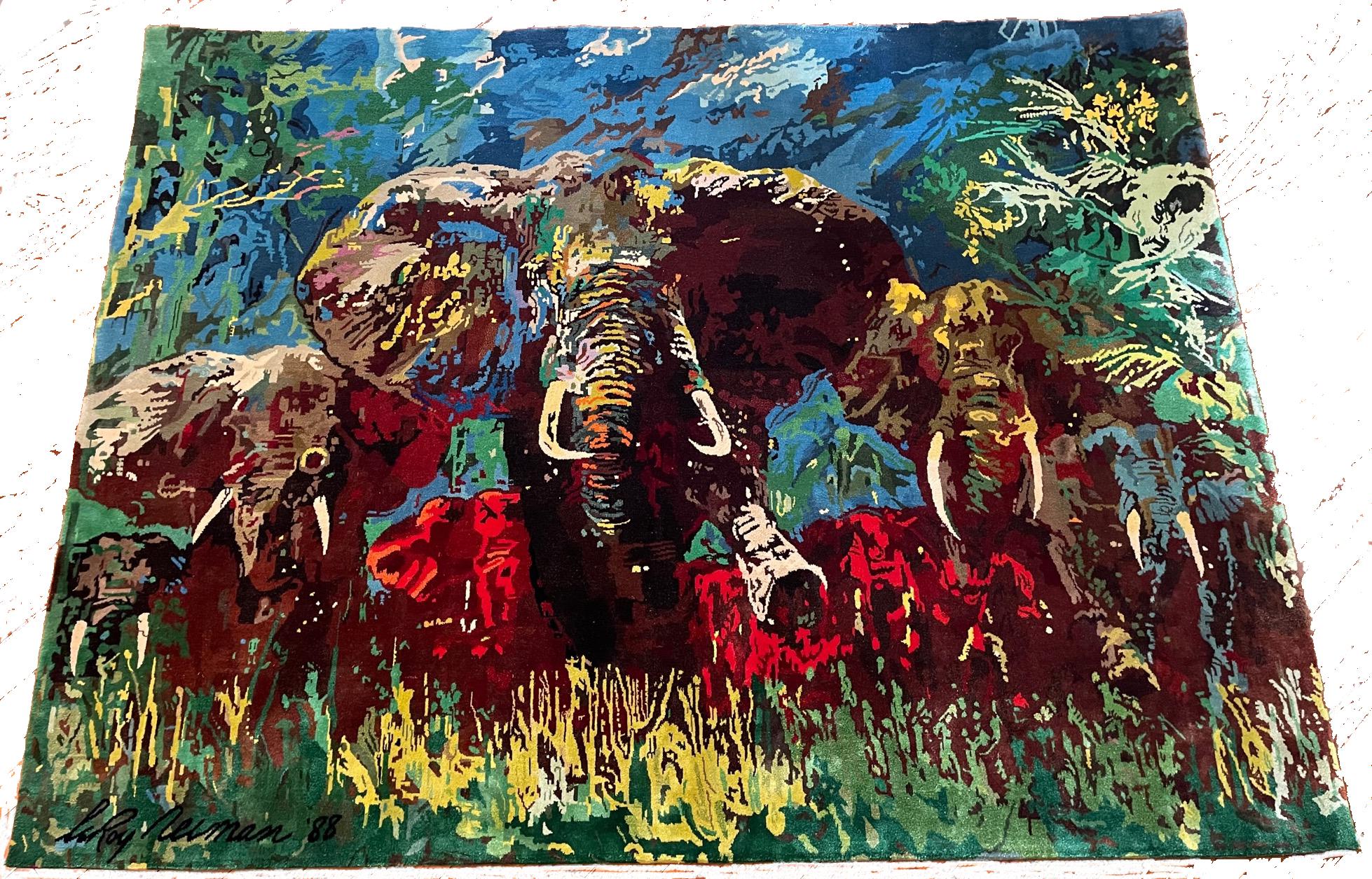 Elephant Stampede Tapestry - Art by Leroy Neiman