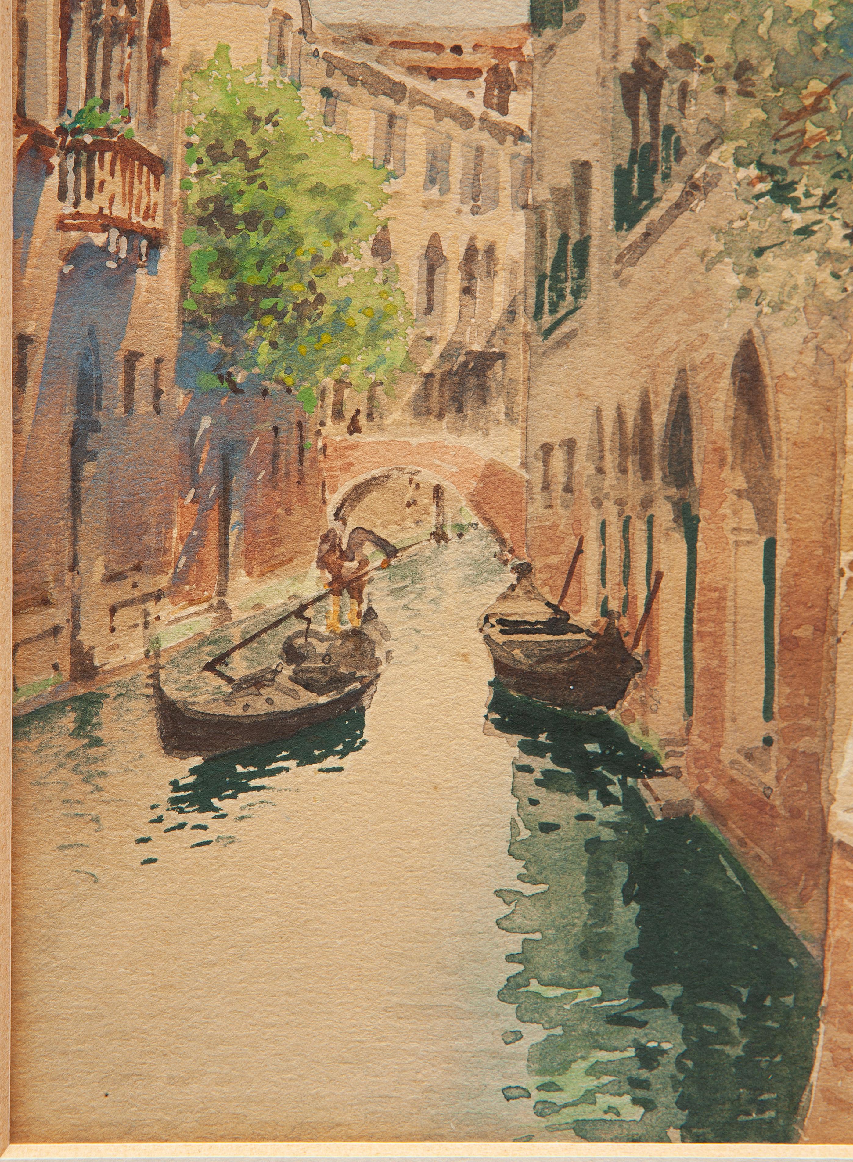 Andrea Biondetti (1851-1946)

Kanal mit Gondel in Venedig
Aquarell auf Papier
Abmessungen: 24x15 cm  (48x39 cm einschließlich Rahmen)
Letztes Viertel des 19. Jahrhunderts
Signiert unten rechts
Das Gemälde wurde mit unsichtbarem Glas gerahmt