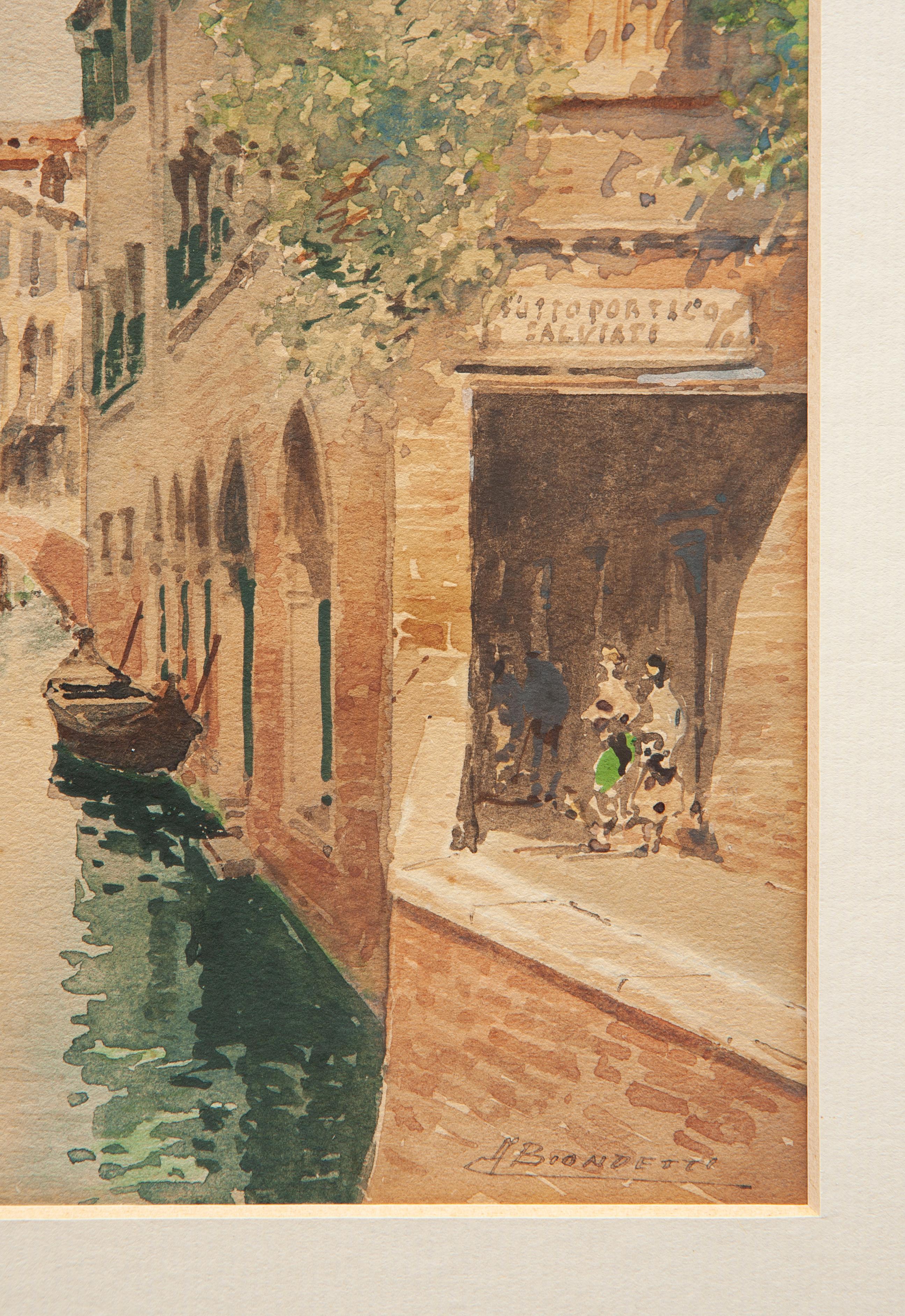Canal with gondola in Venice For Sale 1