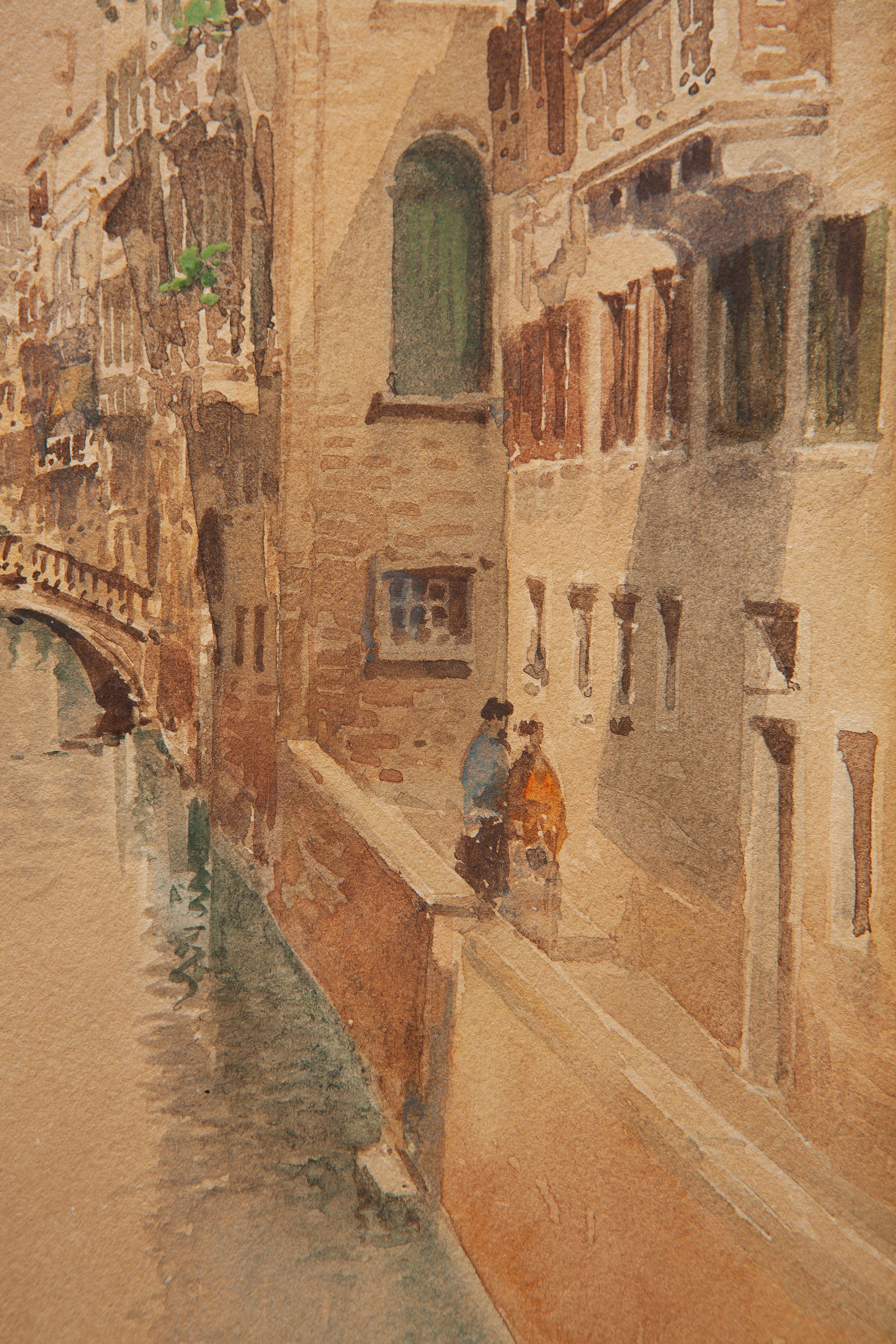 Andrea Biondetti (1851-1946)

Canal in Venice
Watercolor painting on paper
Size: 24x15 cm  (48x39 cm including the frame)
Last Quarter 19th Century
Signed lower right
The painting was framed with invisible glass