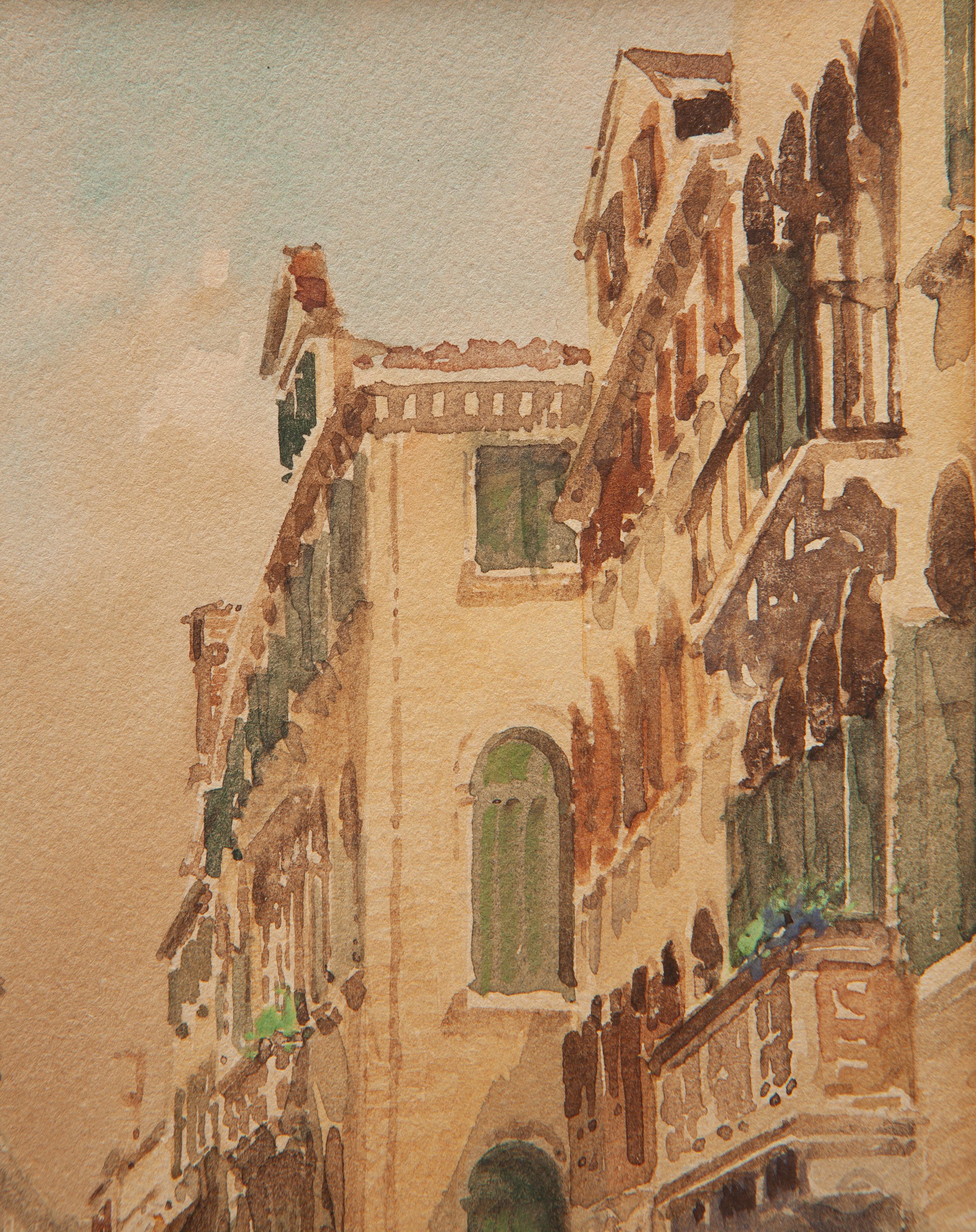 Andrea Biondetti (1851-1946)

Canal in Venice
Watercolor painting on paper
Size: 24x15 cm  (48x39 cm including the frame)
Last Quarter 19th Century
Signed lower right
The painting was framed with invisible glass