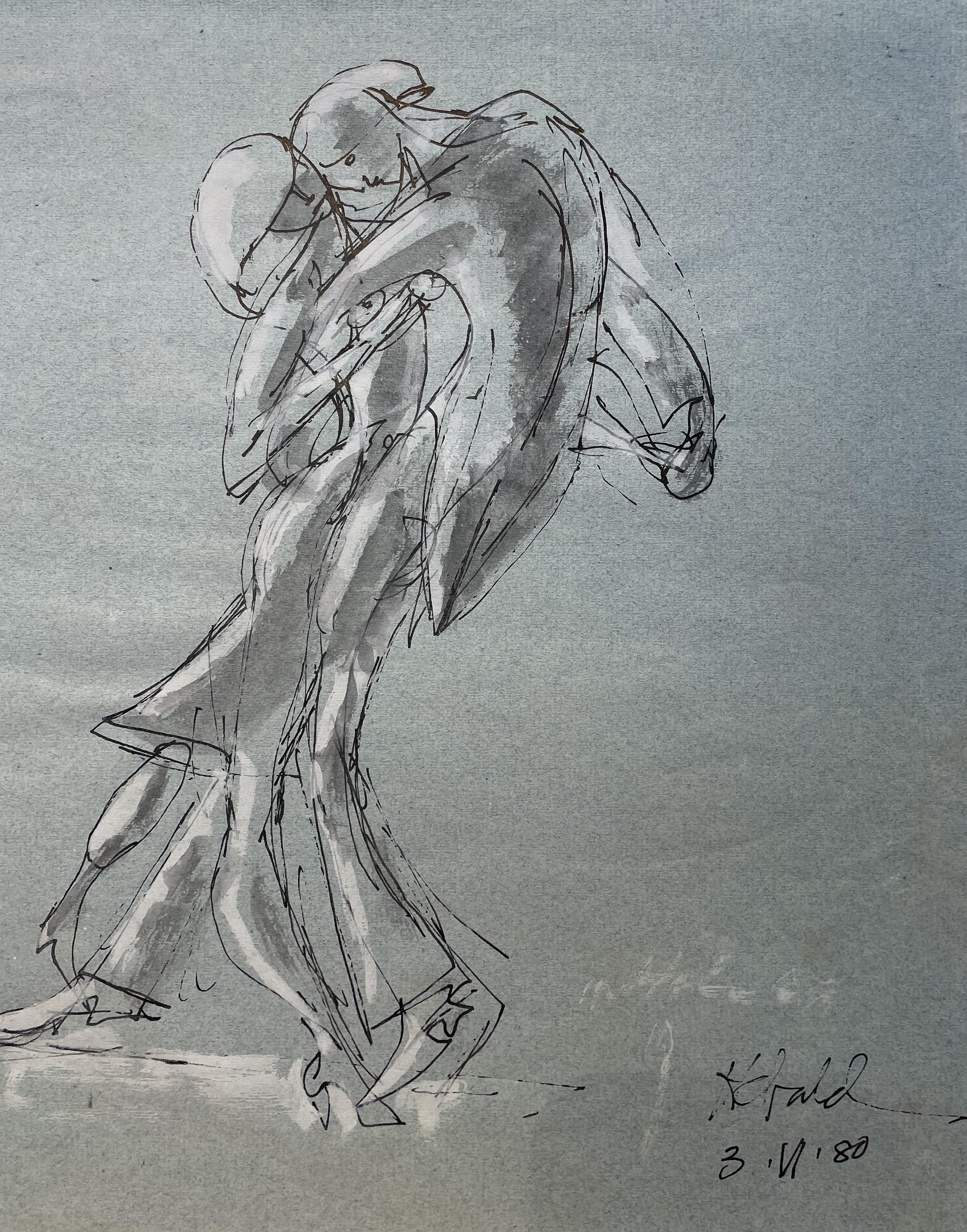 Lindy Hop-Studie (Amerikanische Moderne), Mixed Media Art, von Milton Hebald