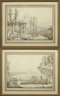 A View of Capodimonte and A View of Posillipo in Naples; Two Drawings 