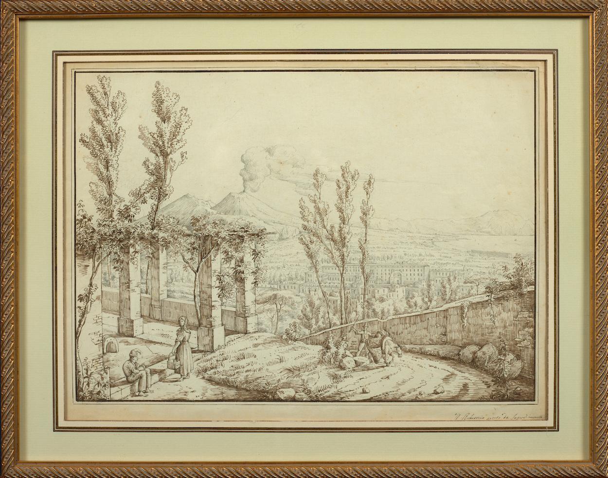 A View of Capodimonte and A View of Posillipo in Naples; Two Drawings  - Art by Antonio Senape