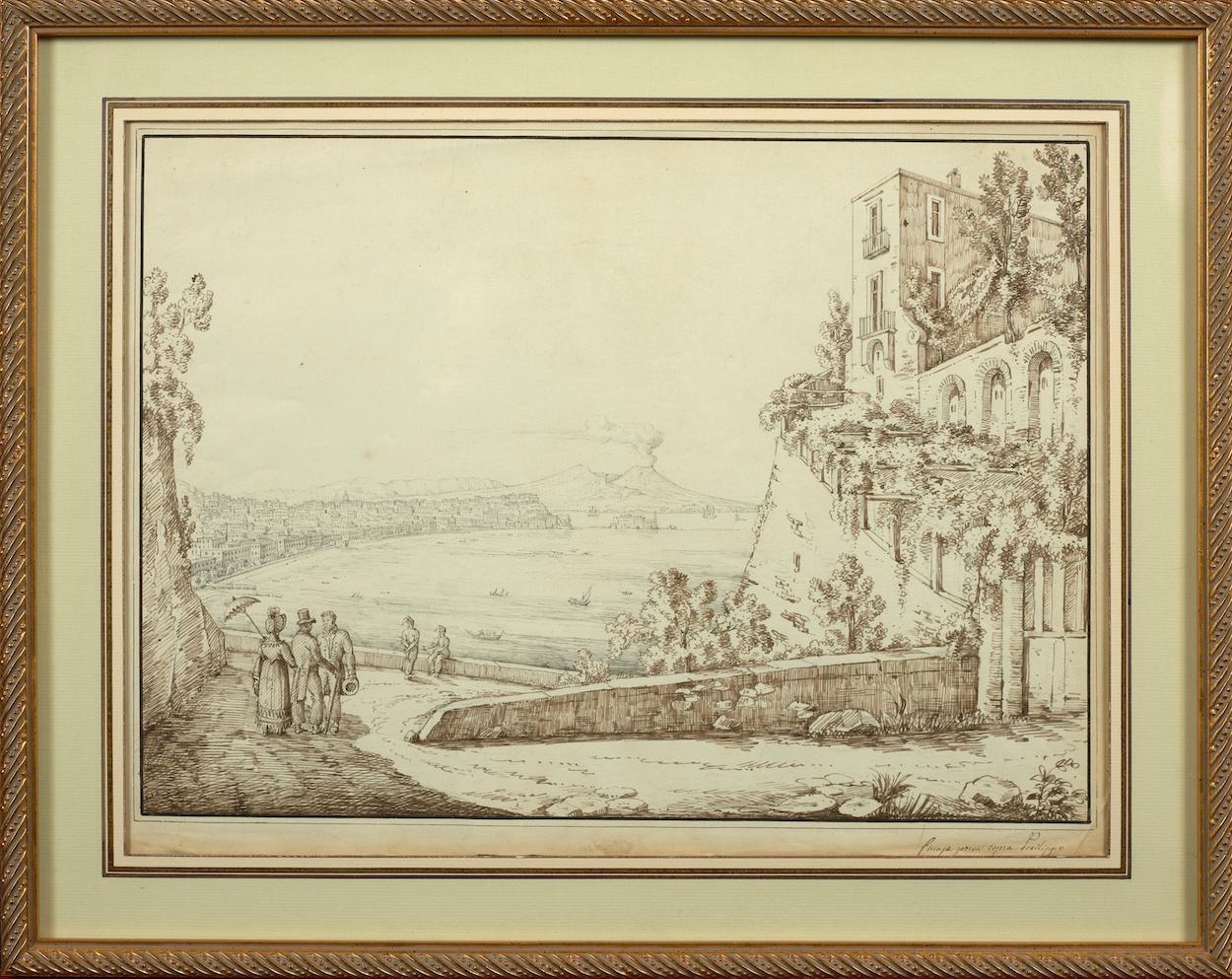 A View of Capodimonte and A View of Posillipo in Naples; Two Drawings  - Old Masters Art by Antonio Senape