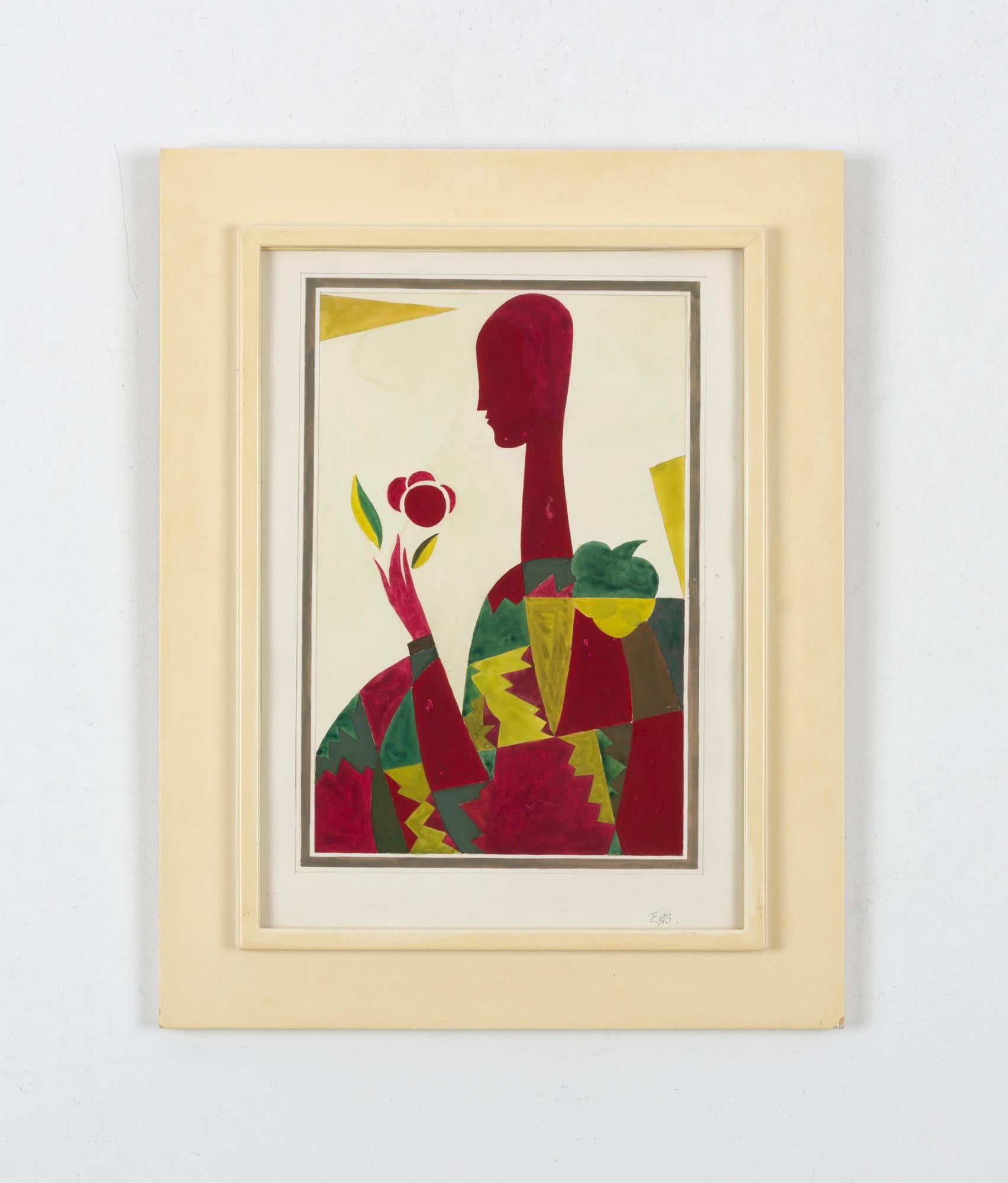 Lady with Flower - Art by Emil Bisttram