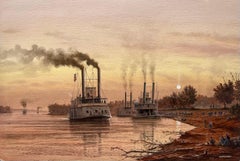 Civil War Boat Scene "The Rattler at Vicksburg"