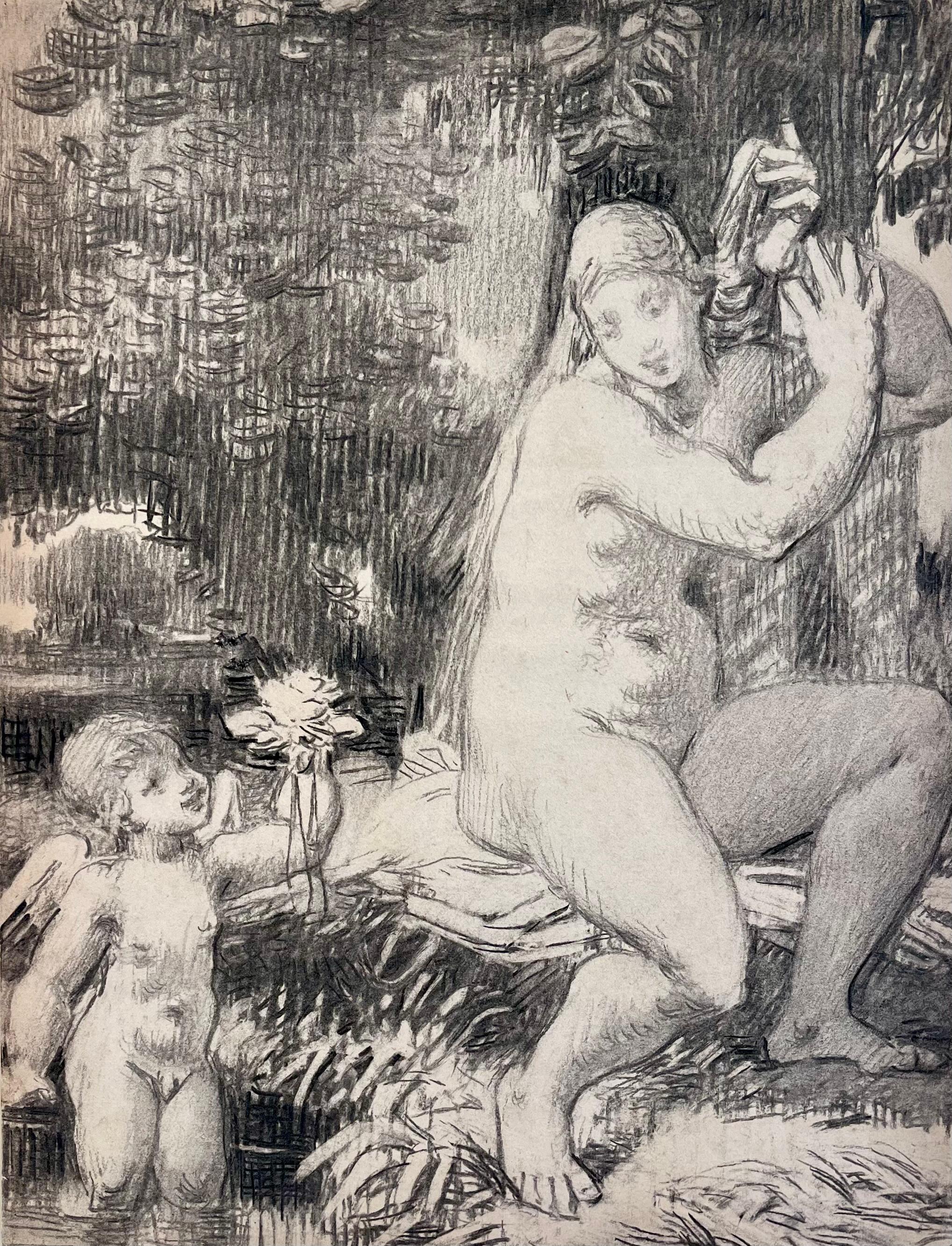 Nude Portrait of Infant Giving Flower to Mother - Art by William Perkins Babcock