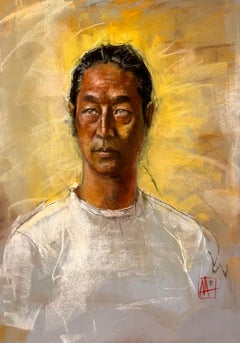 Portrait of Asian Man with Ponytail