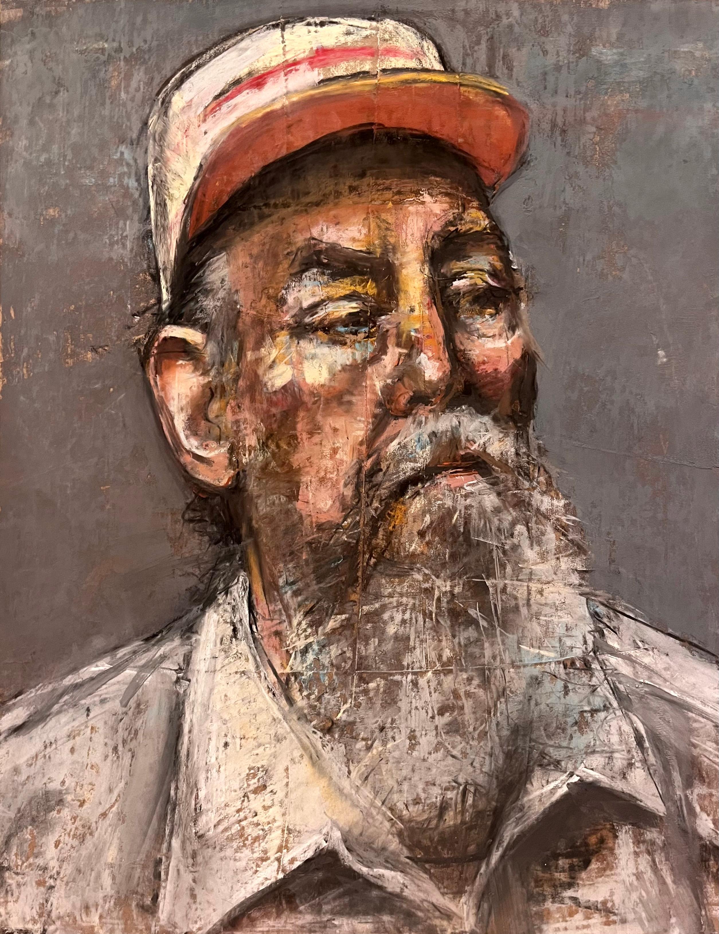 Portrait d'un homme âgé avec une casquette de camionneur