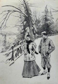 Snow Scene with Young Couple
