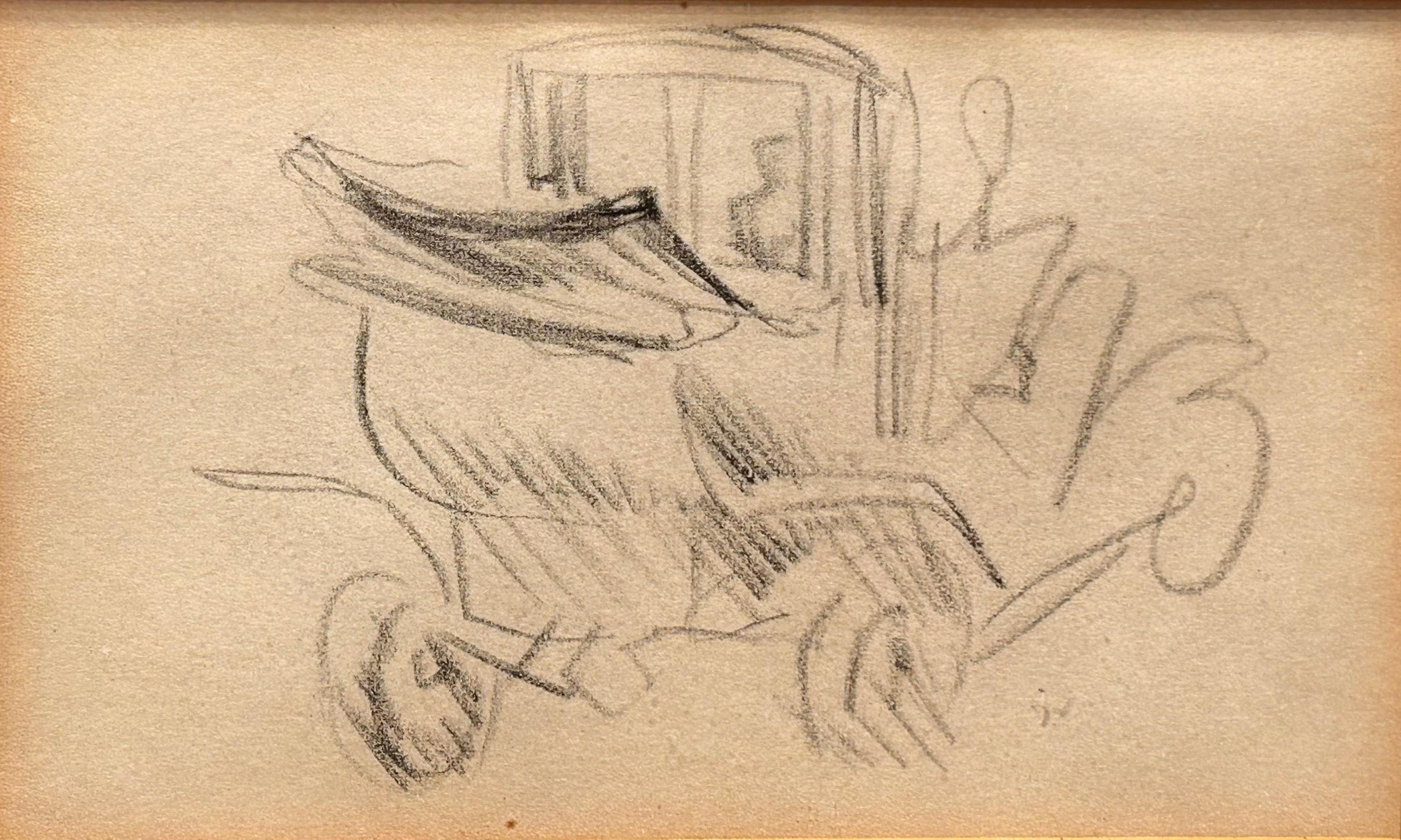 Dibujo de automóvil a lápiz - Art Escuela Ashcan de Jacques Villon