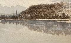 Watercolor River Landscape titled "Enjoying Calm Waters"