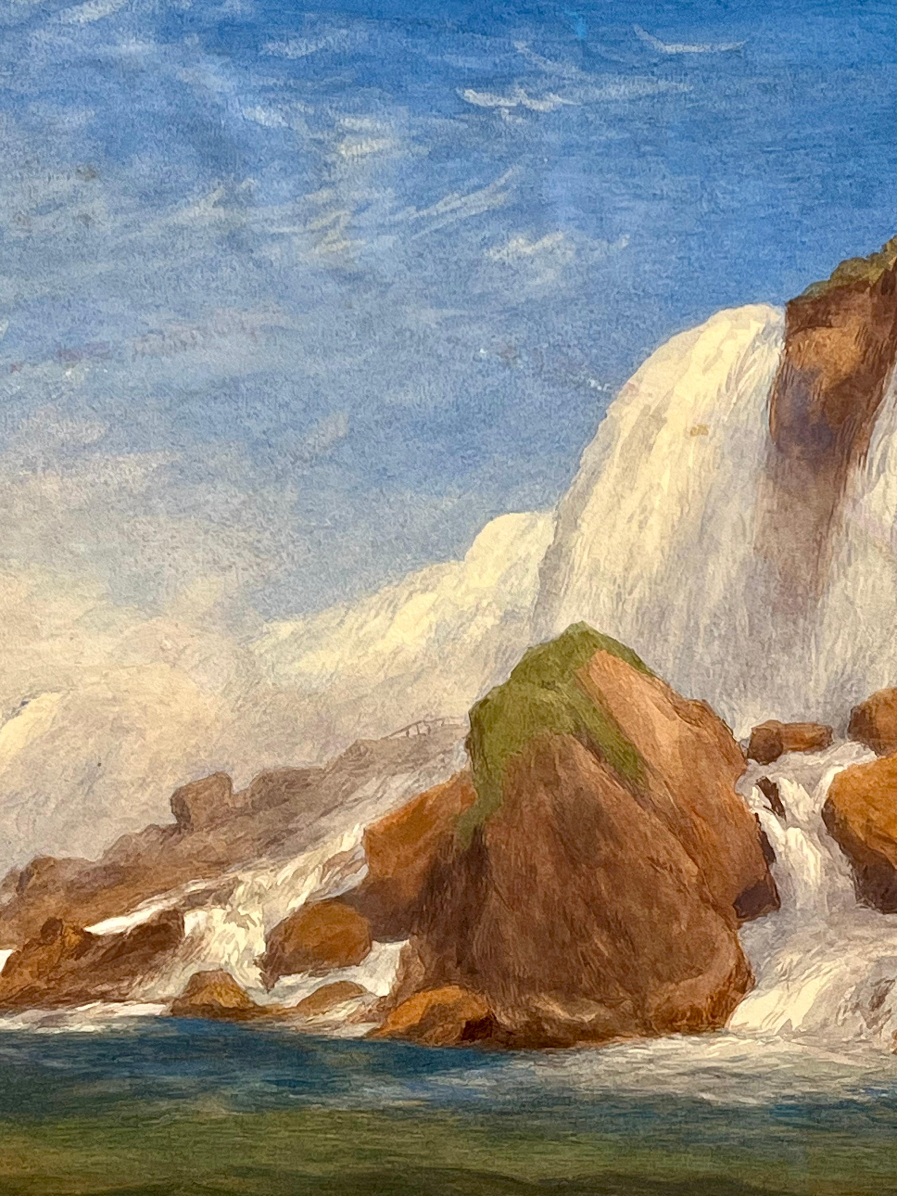 Rainbow Over the Niagara Falls, NY - Brown Landscape Art by John Henry Hill
