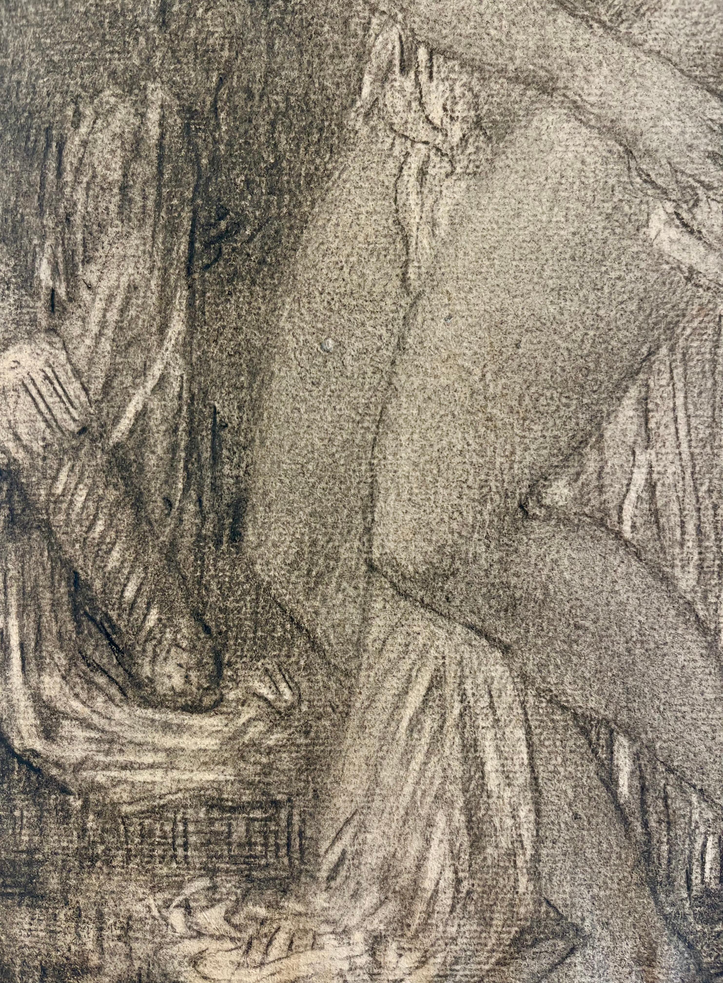 This delicate graphite drawing by William Perkins Babcock captures an intimate and timeless moment between a woman and a child. Known for his refined draftsmanship and sensitivity to the human form, Babcock's work in this piece is a study in both