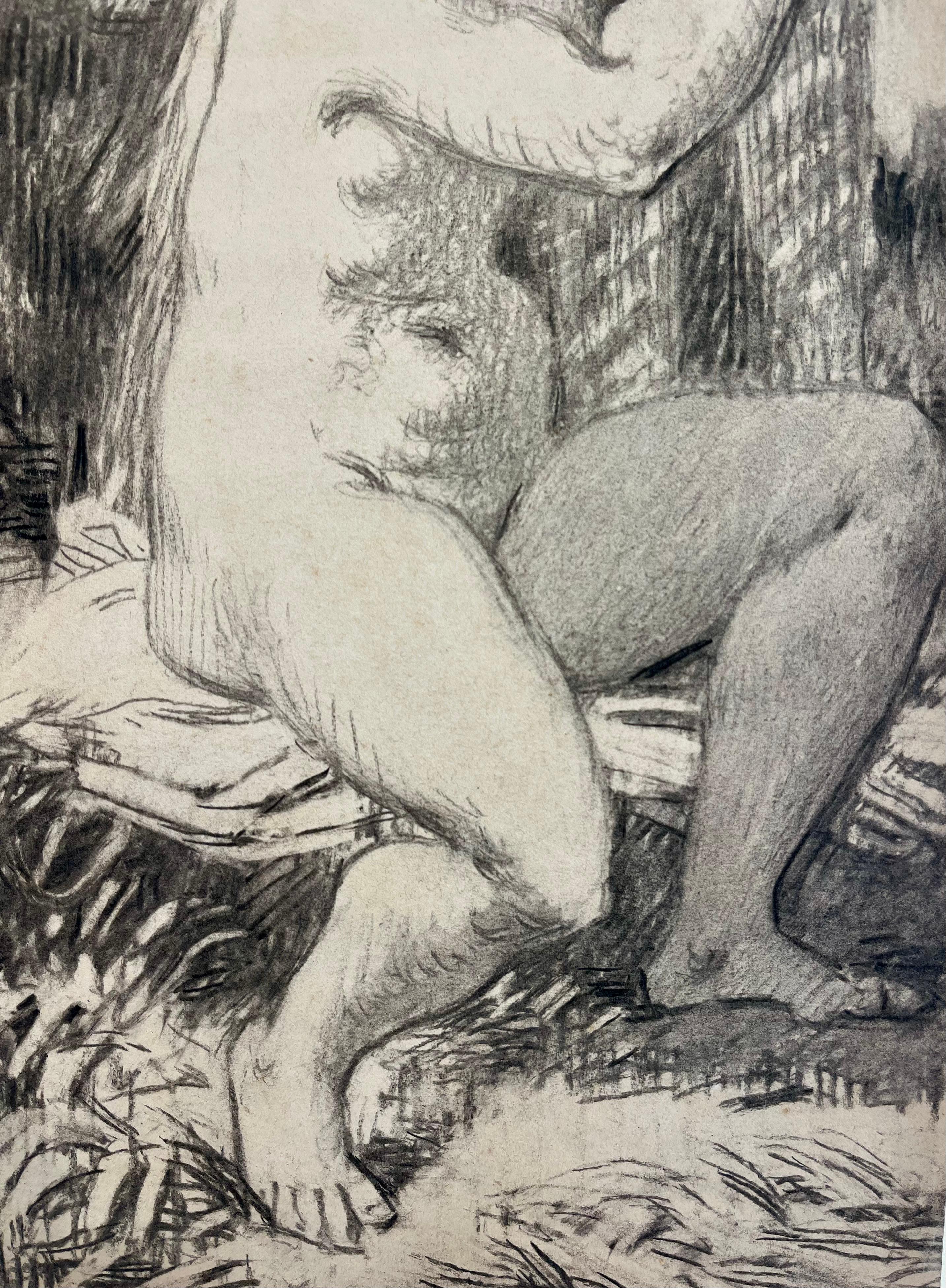 Nude Portrait of Infant Giving Flower to Mother For Sale 3
