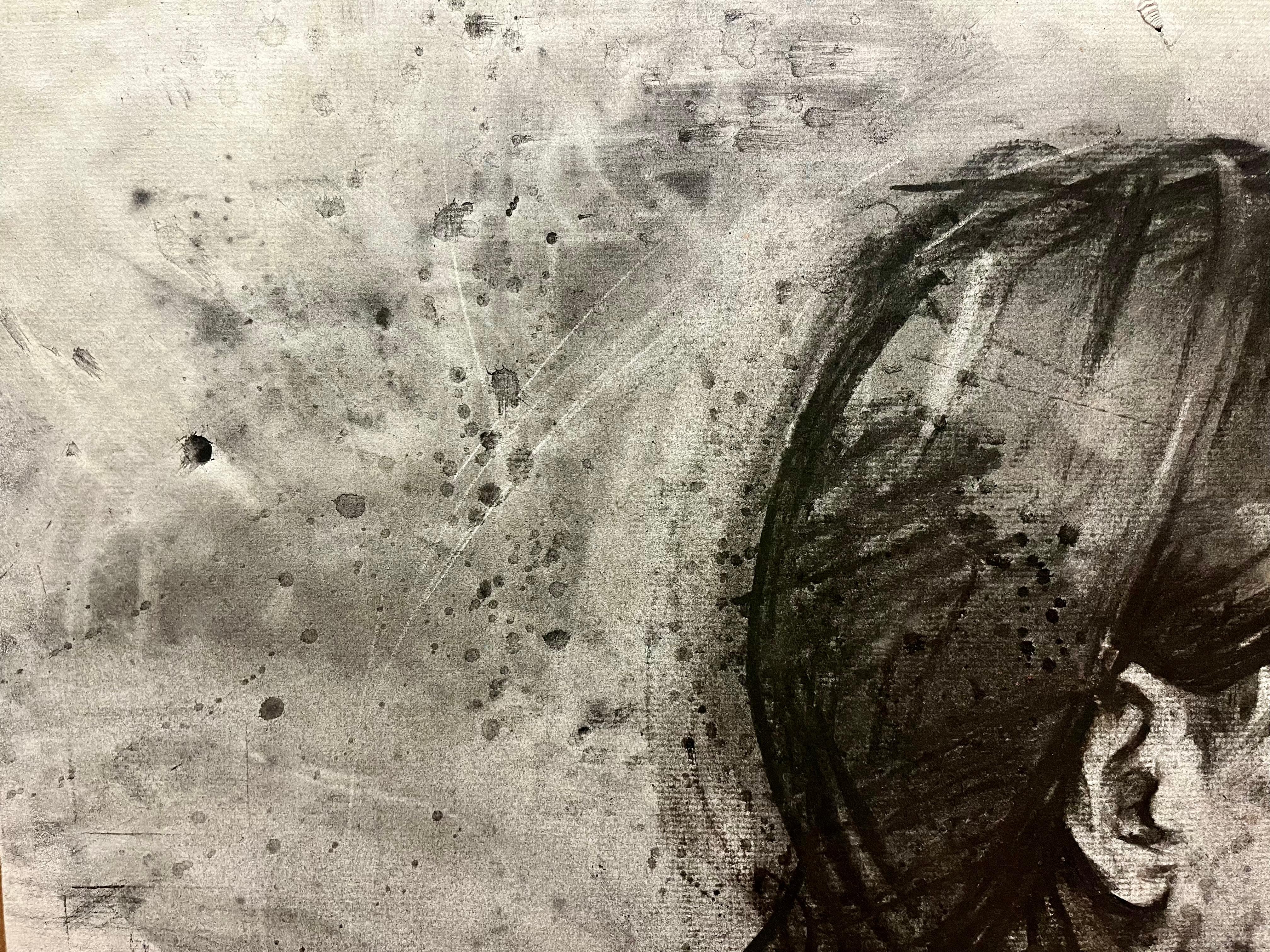Charcoal Portrait of Long Haired Man For Sale 1