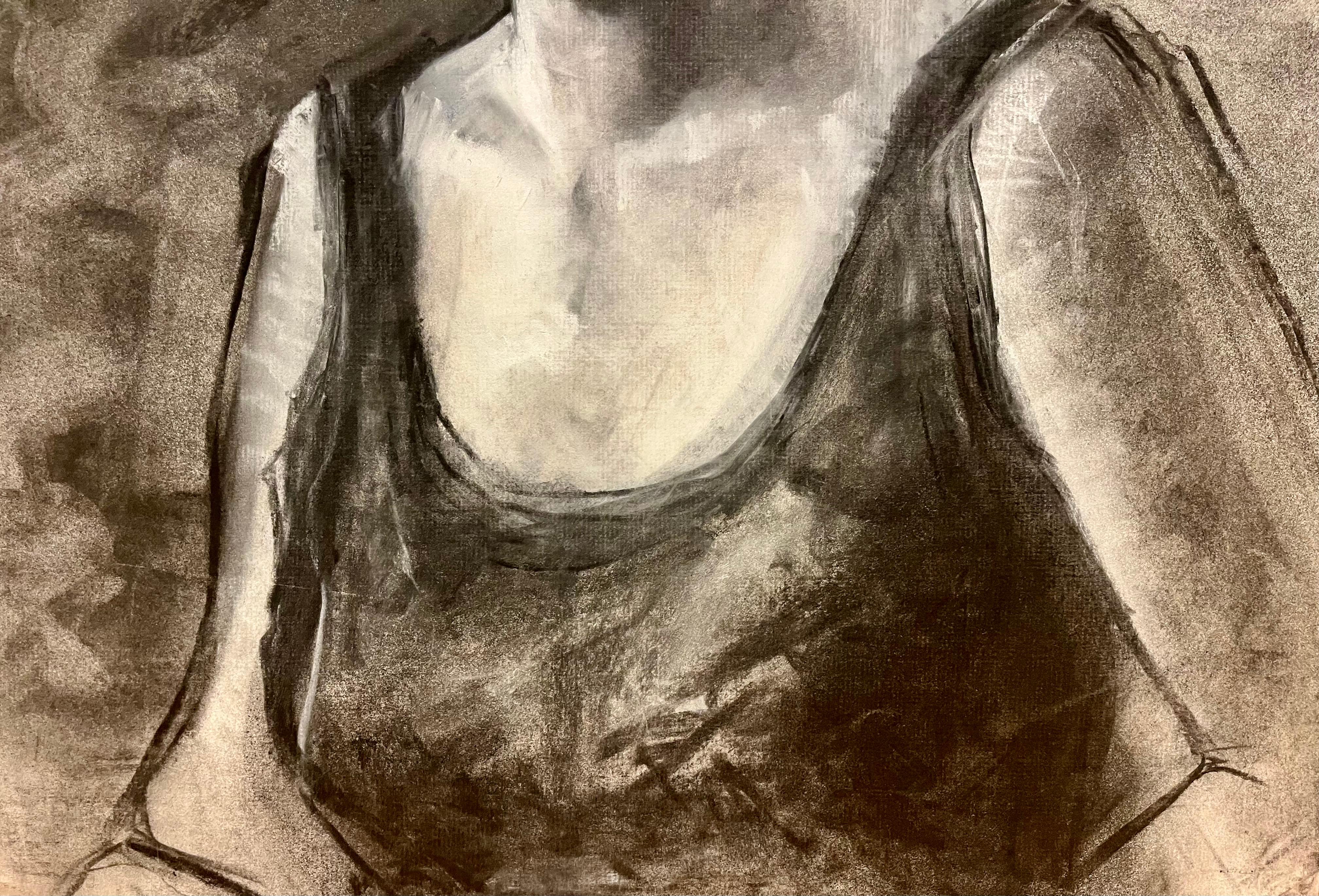 Portrait of African American Woman - Brown Figurative Art by MTH