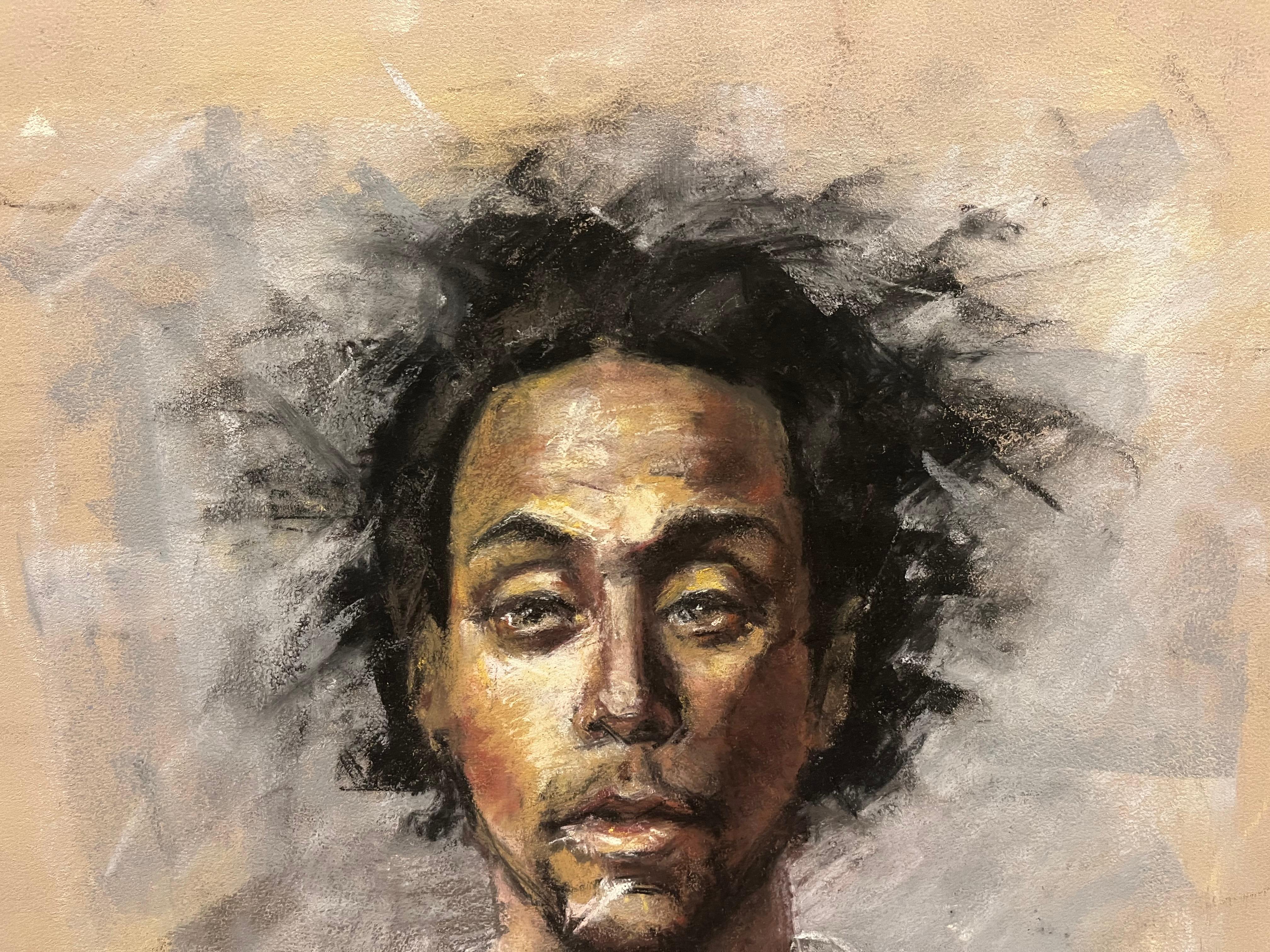Portrait of Young African American Man in Yellow Rain Jacket - Art by MTH