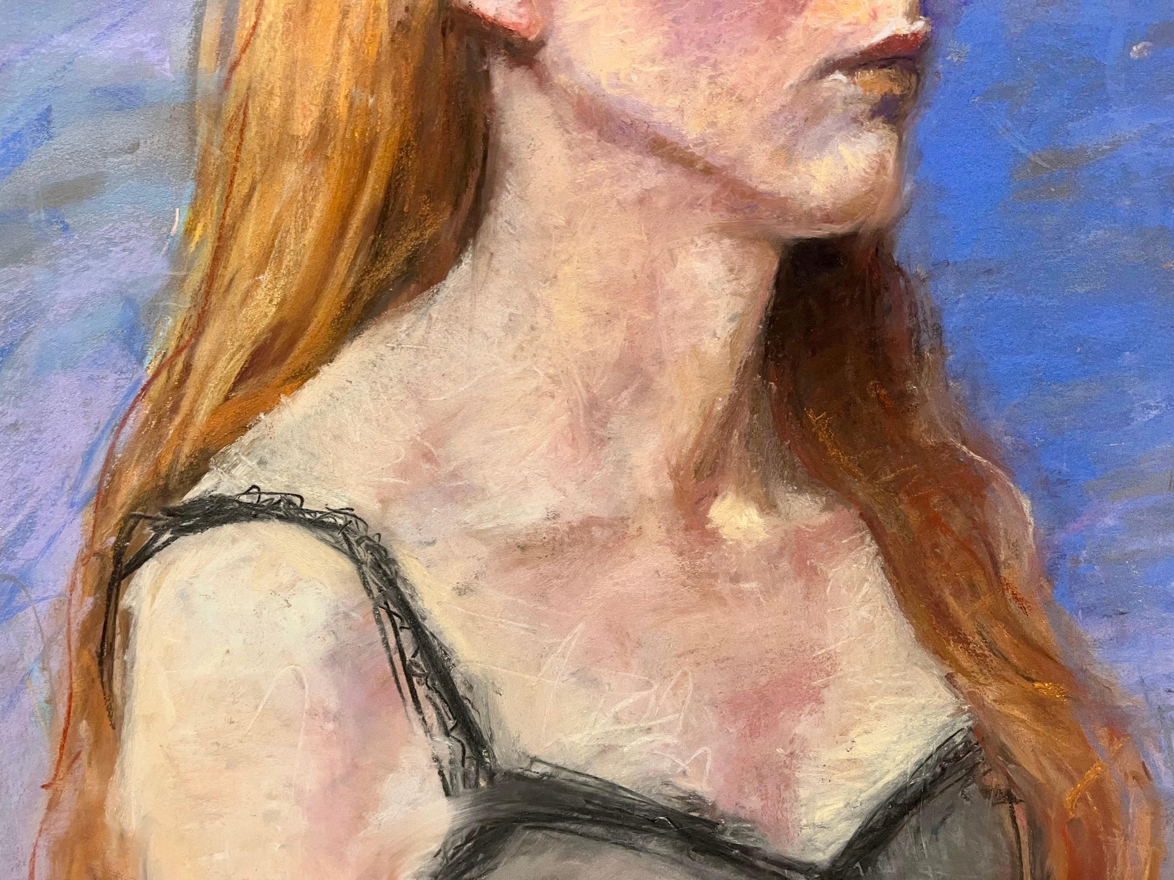 Side Profile of Woman with Long Red Hair - Contemporary Art by MTH