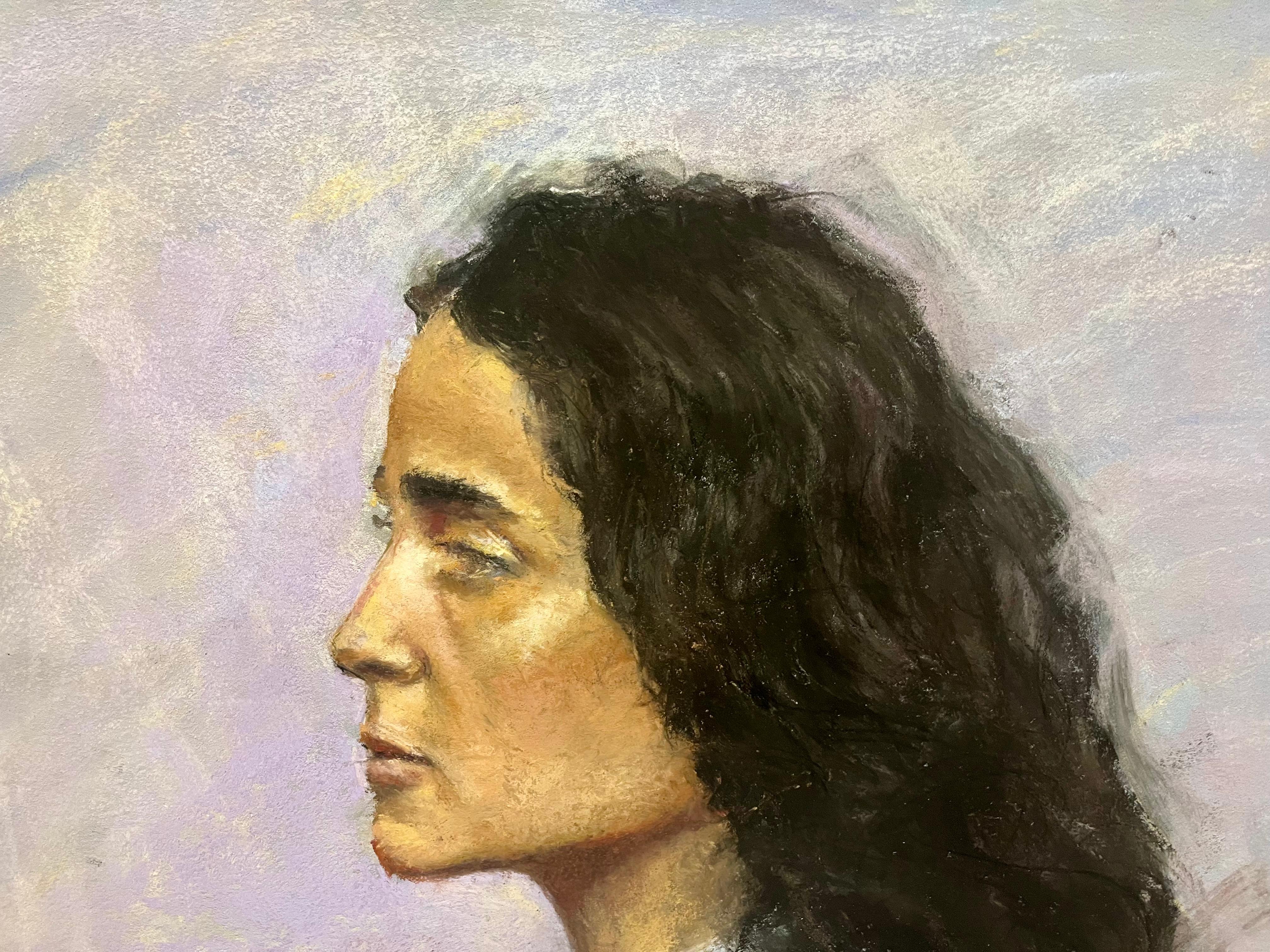 Side Profile of Woman with Dark Curly Hair - Art by MTH
