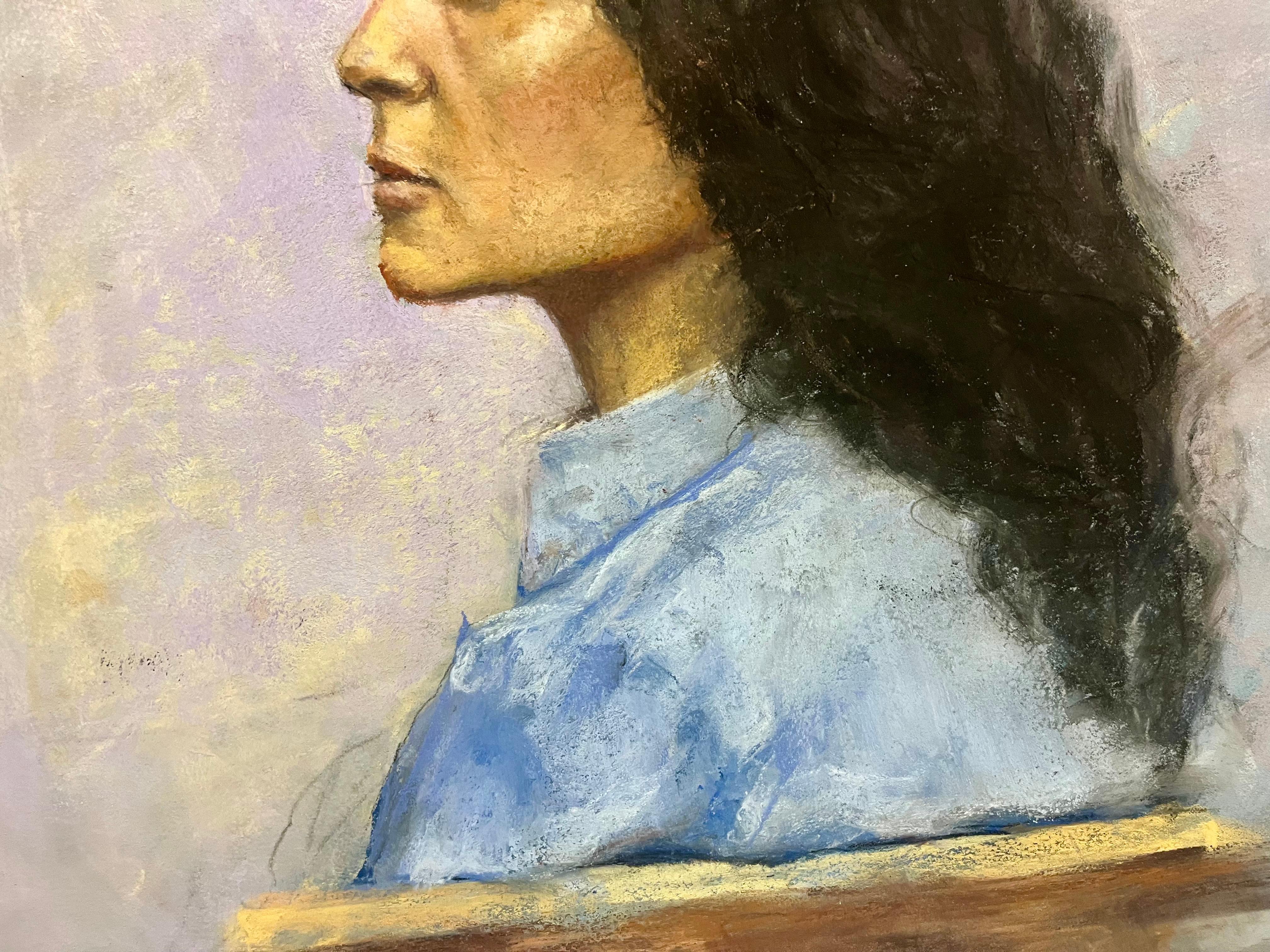 Side Profile of Woman with Dark Curly Hair - Contemporary Art by MTH