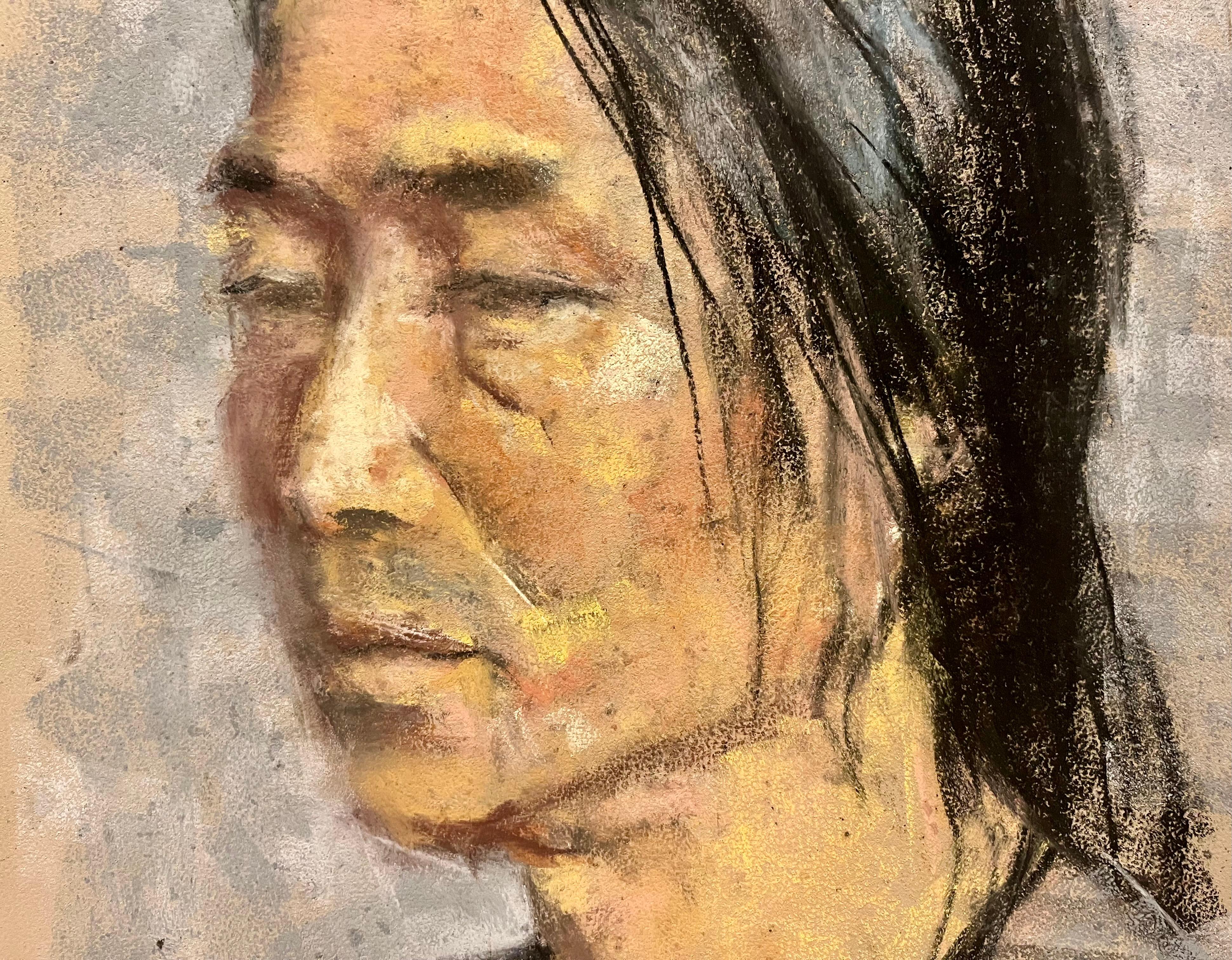 Side Profile of Asian Man with Ponytail - Contemporary Art by MTH