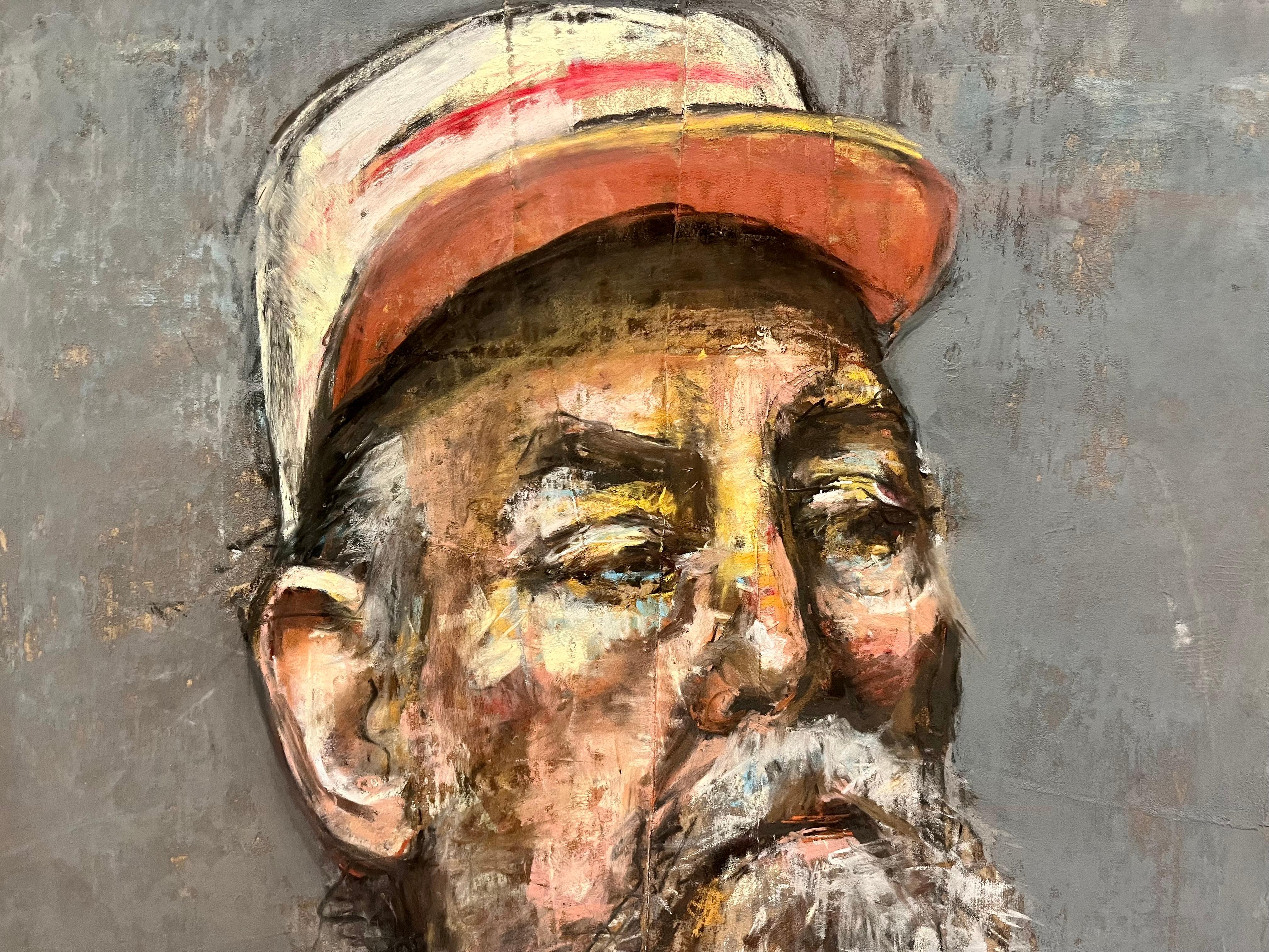 Portrait d'un homme âgé avec une casquette de camionneur - Art de MTH