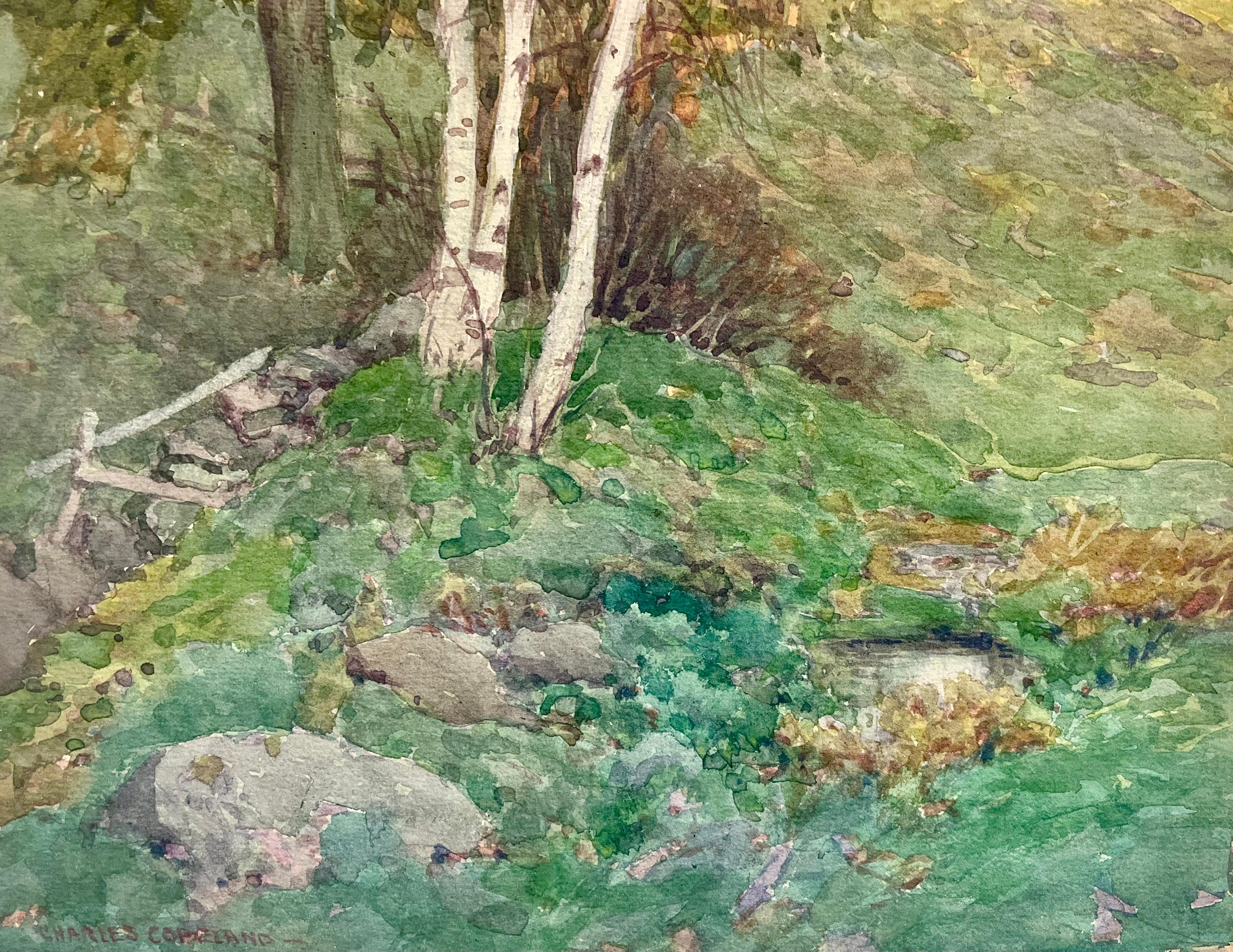 Bäume auf hügeligen Feldern im Spätsommer – Art von Charles Copeland