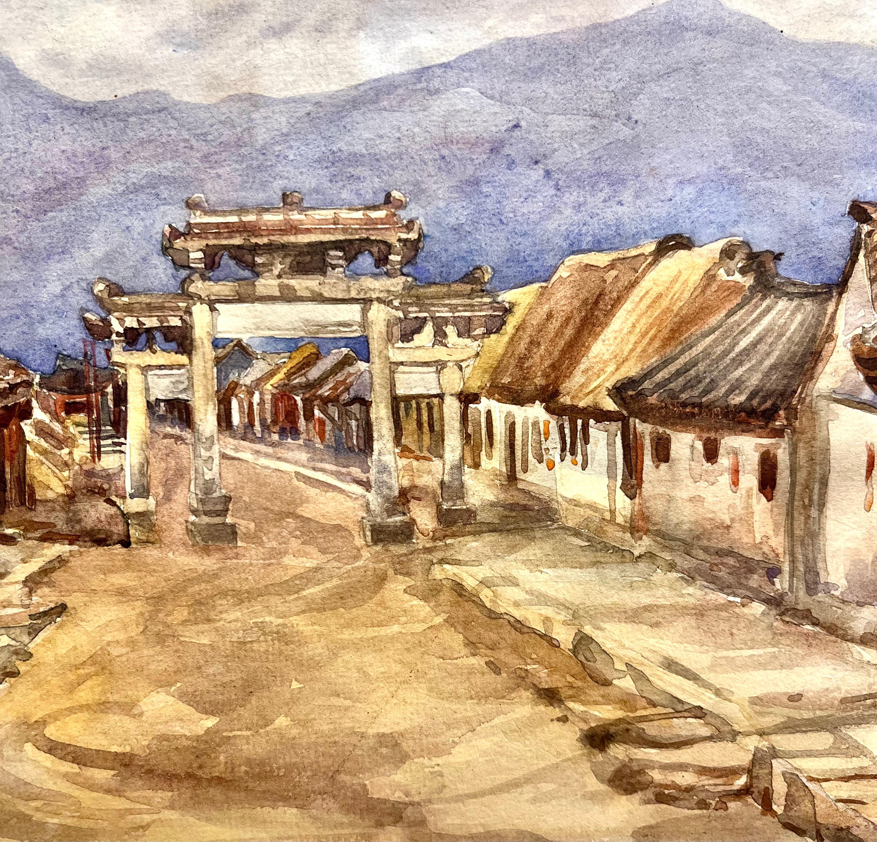 WHW Native Chinese City From S Gate - Impressionist Art by Katharine Jowett