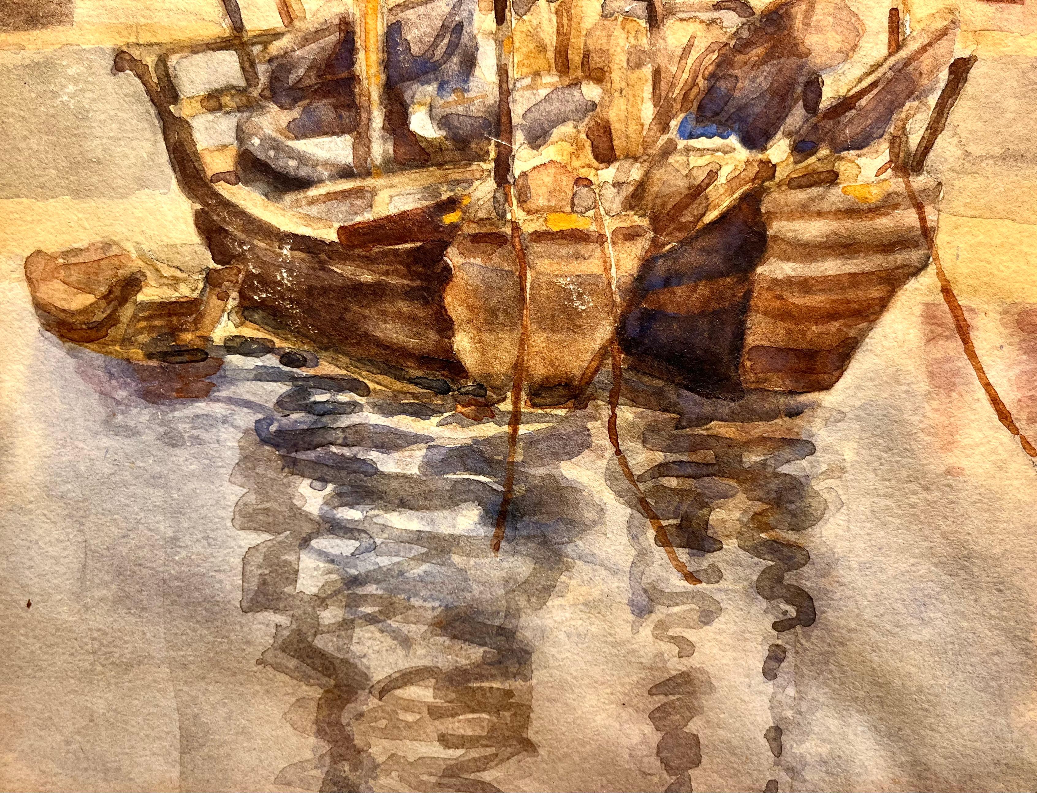 Boats on the water From Yii Keo China - Art by Katharine Jowett