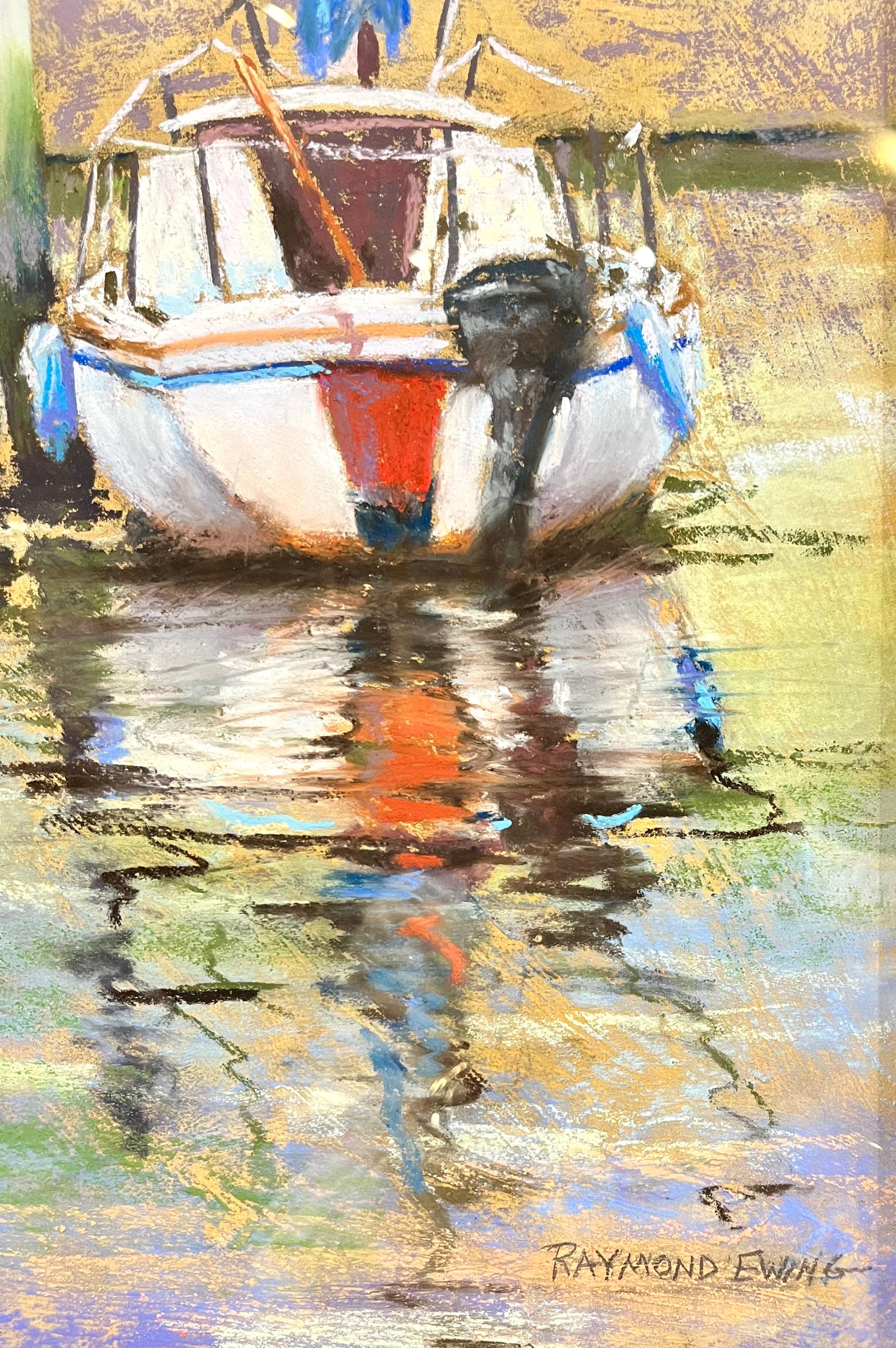 Accostage dans la baie de Chesapeake - Beige Landscape Art par Raymond Ewing