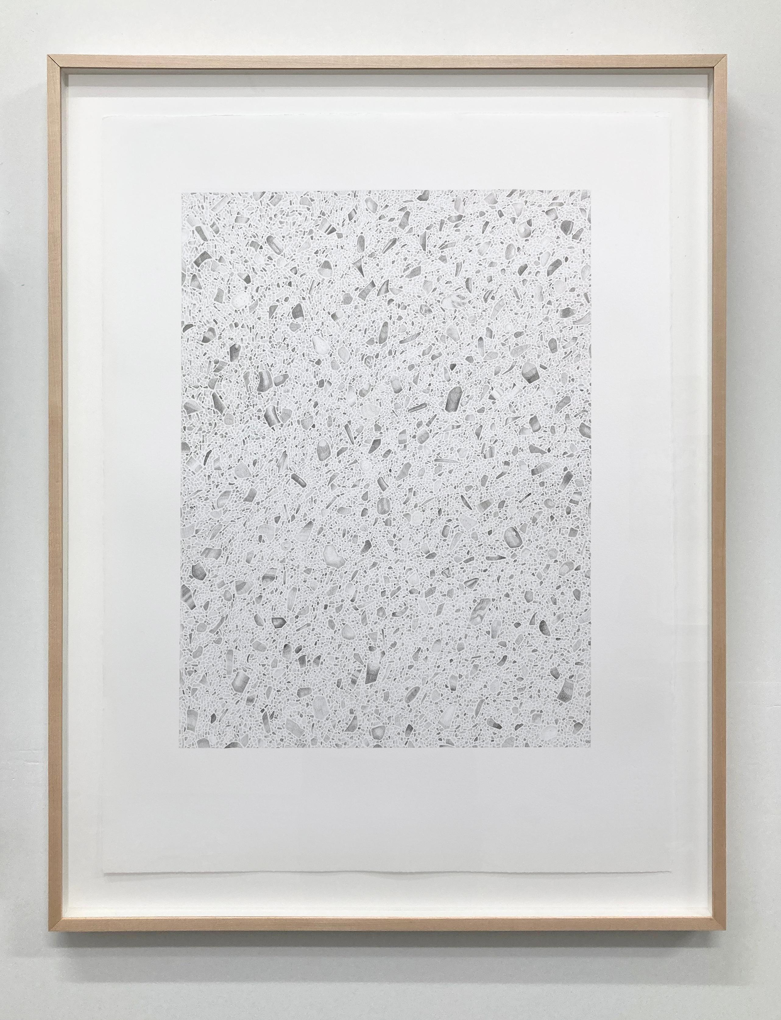 Abstract stone drawing, hyper-realistic and detailed graphite on paper