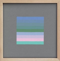 #28, Grille abstraite pastel et rayures, Collage de papier Color Aid de Joseph Albers