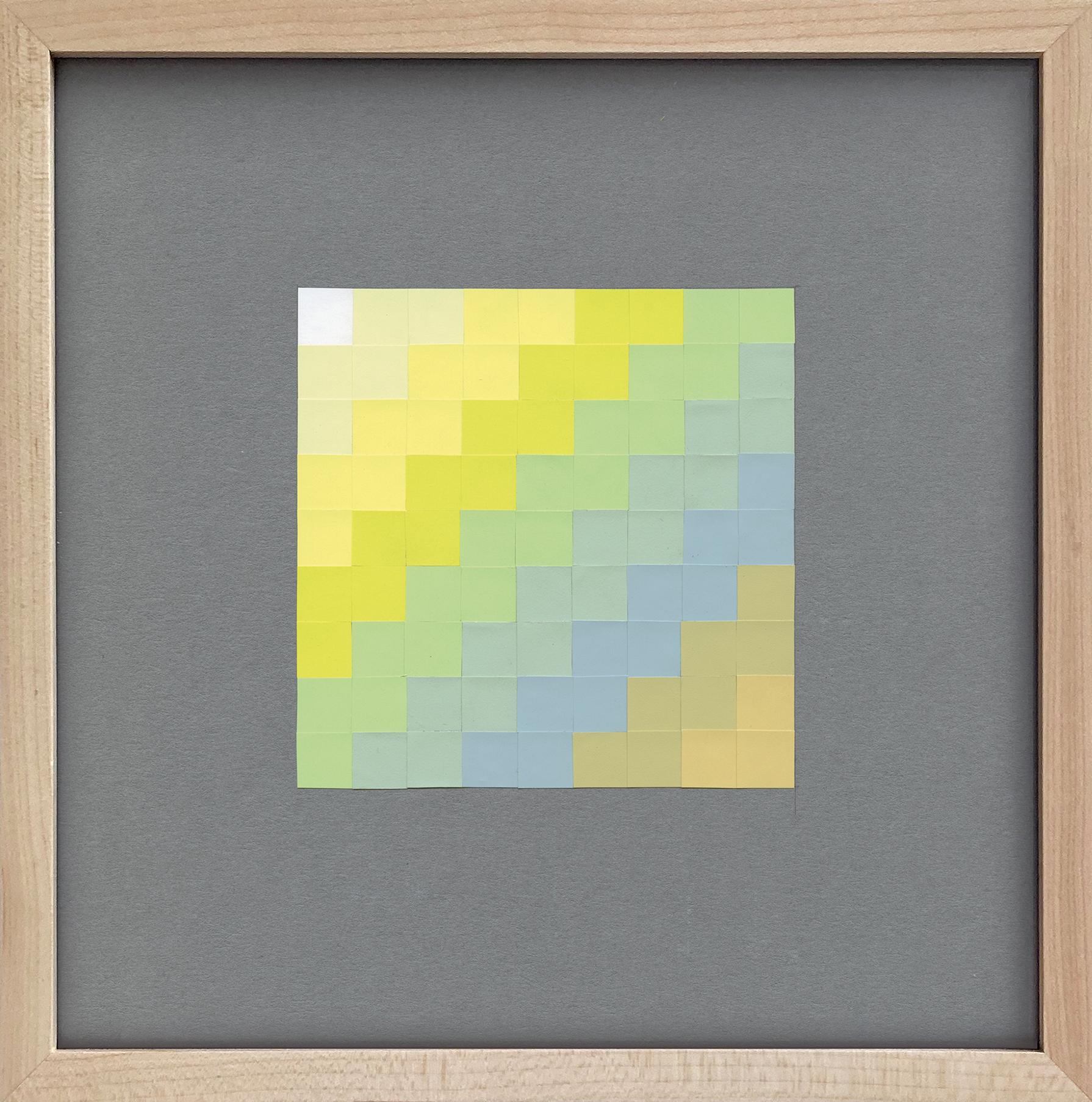 Abstraktes Pastell- und Chevron- Grid, Joseph Albers Color Aid-Papier-Collage, #32 – Art von Lucía Rodríguez Pérez
