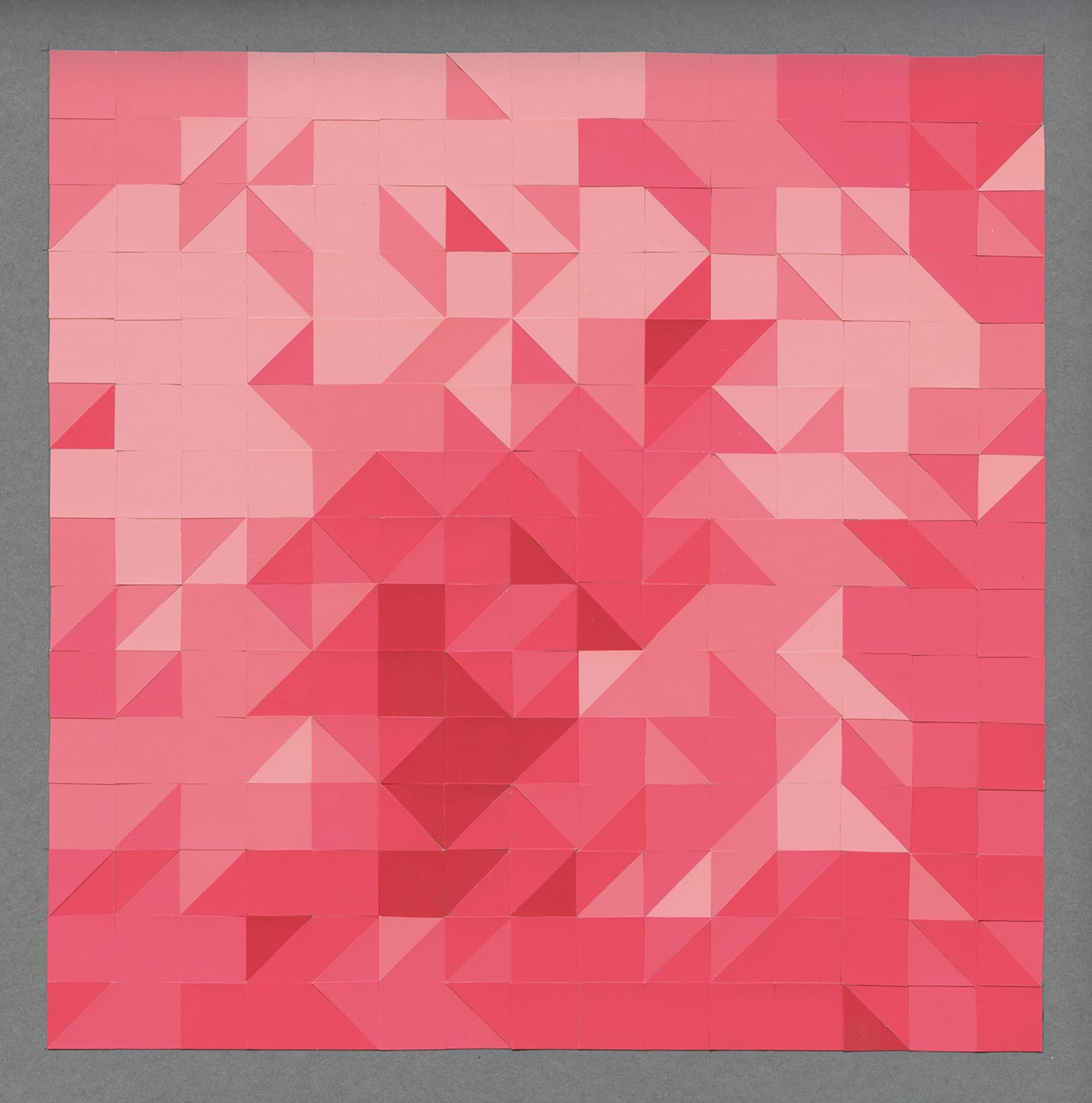 #004, 2018, Abstract Pink Tessellations,  Joseph Albers Color Aid Paper Collage - Abstract Geometric Art by Lucía Rodríguez Pérez